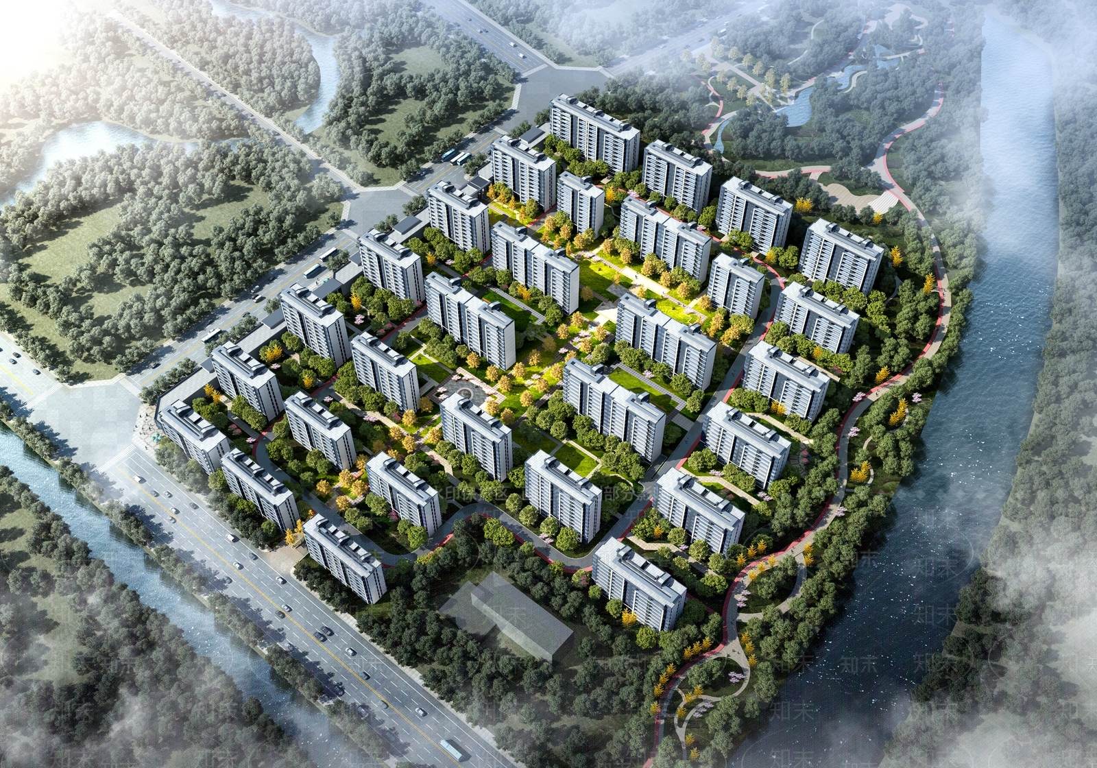 现代鸟瞰规划3D模型下载【ID:1199994699】