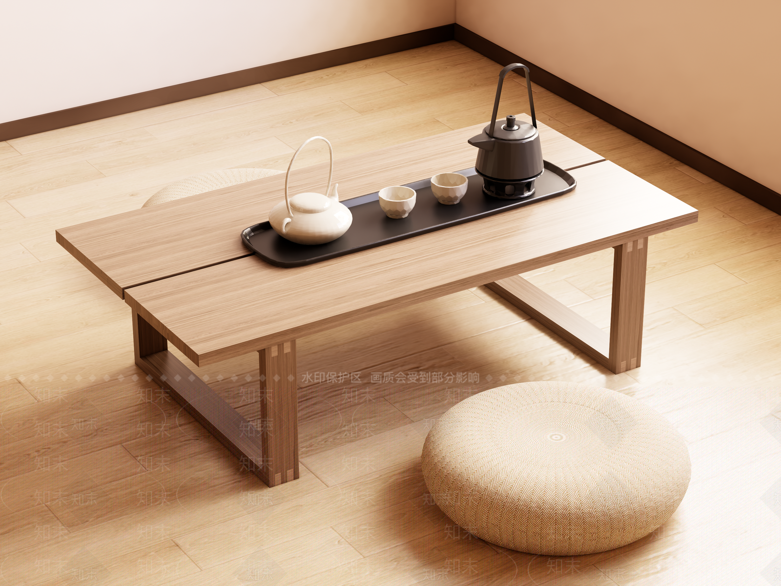 日式茶桌椅SU模型下载【ID:1199994462】