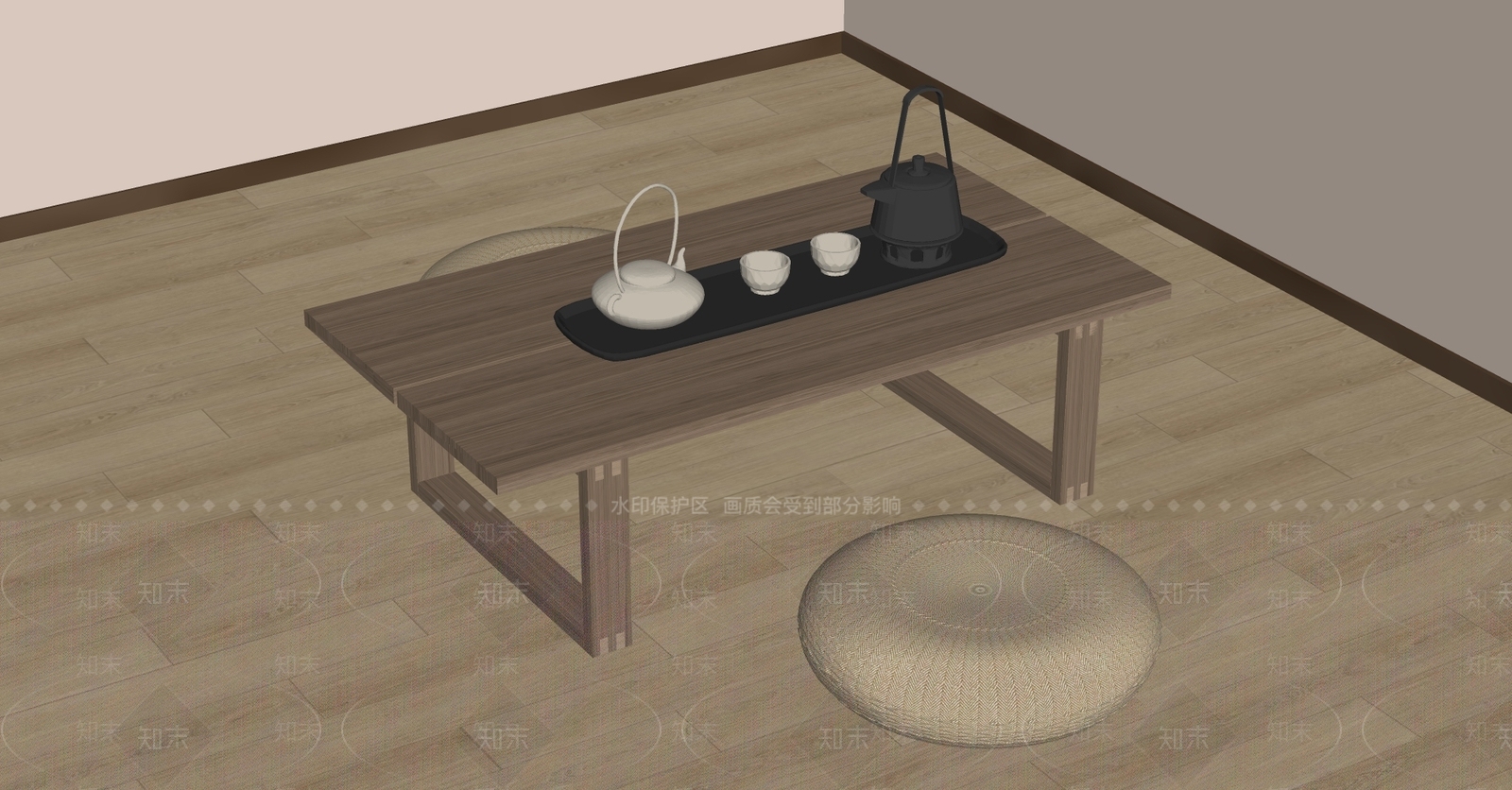 日式茶桌椅SU模型下载【ID:1199994462】