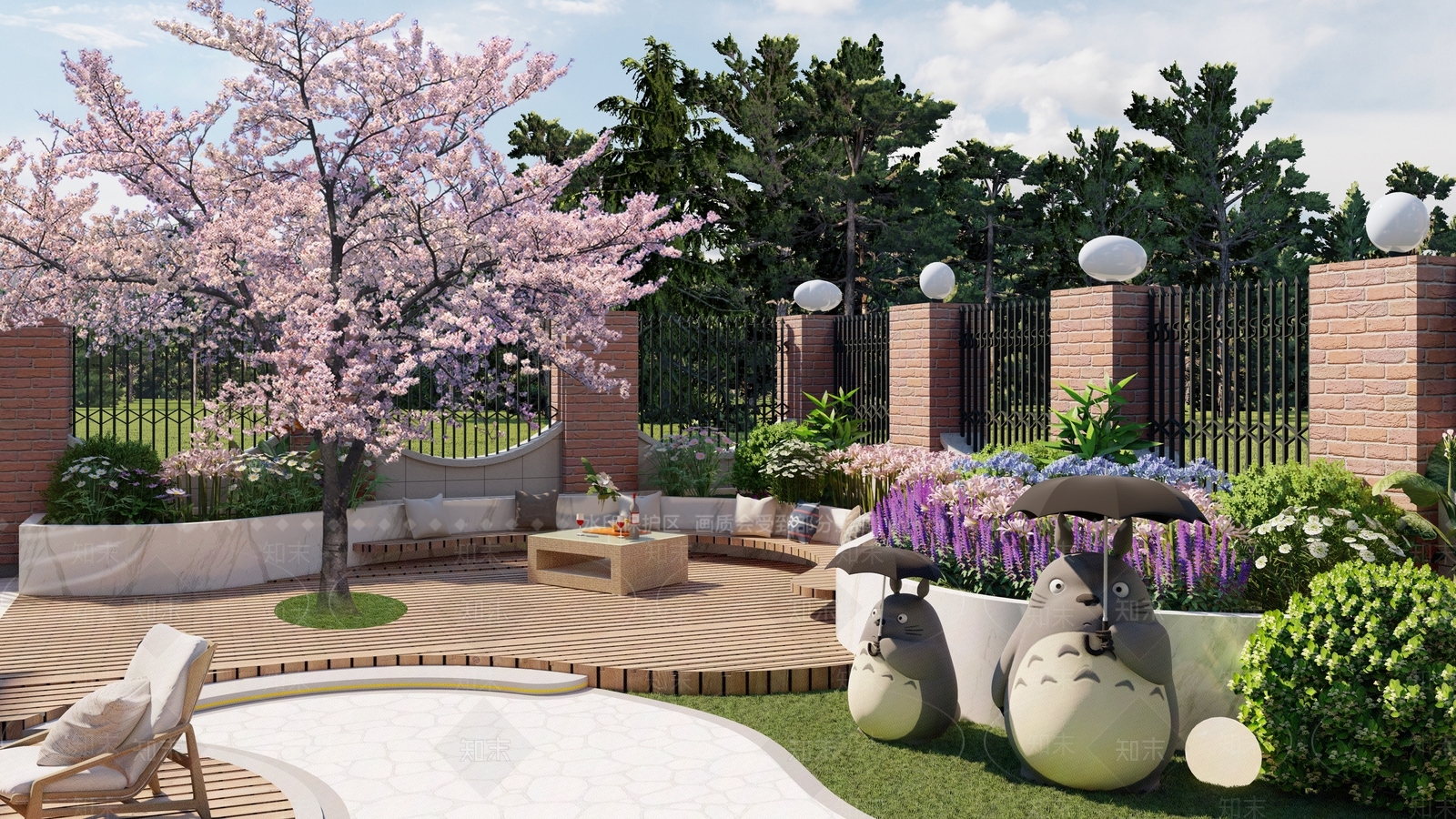 现代日式别墅庭院SU模型下载【ID:1199996776】