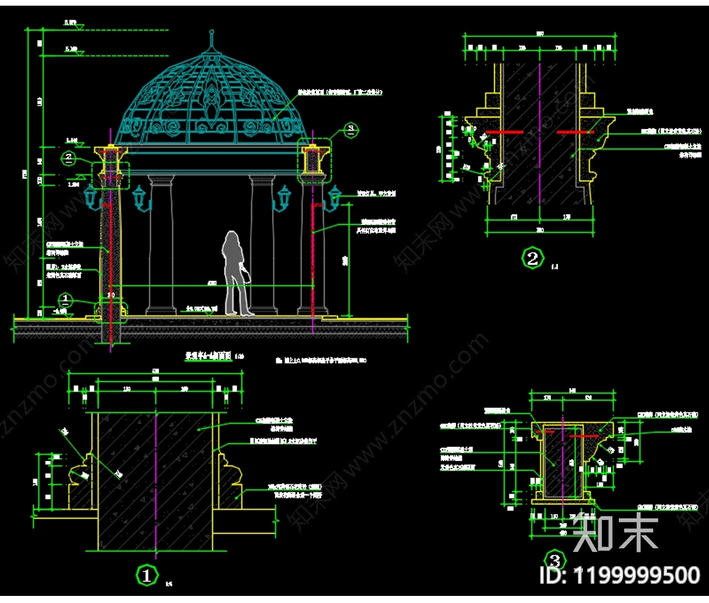 法式欧式亭子图库cad施工图下载【ID:1199999500】