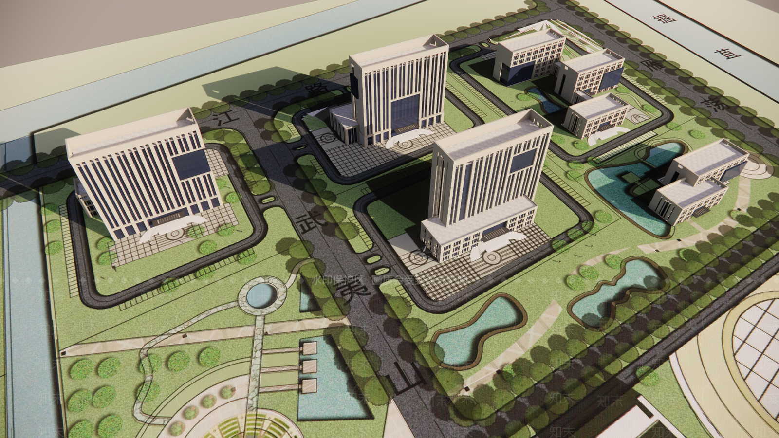 欧式简欧政府办公楼SU模型下载【ID:1200001840】