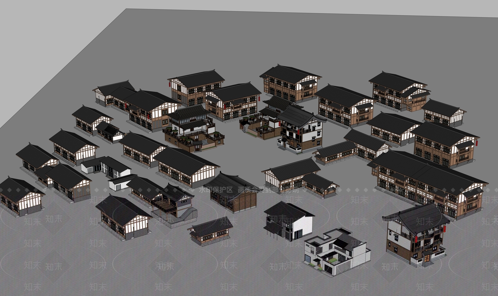 新中式中式博物馆SU模型下载【ID:1200002186】