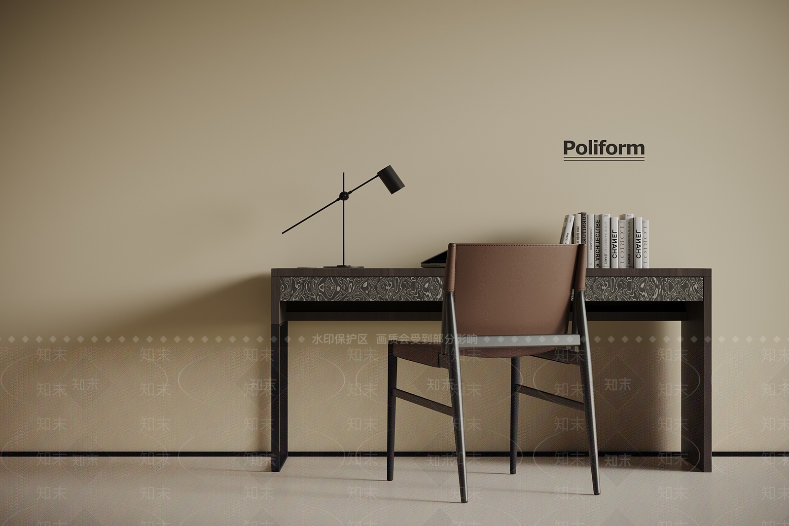 现代意式书桌椅3D模型下载【ID:1200002215】