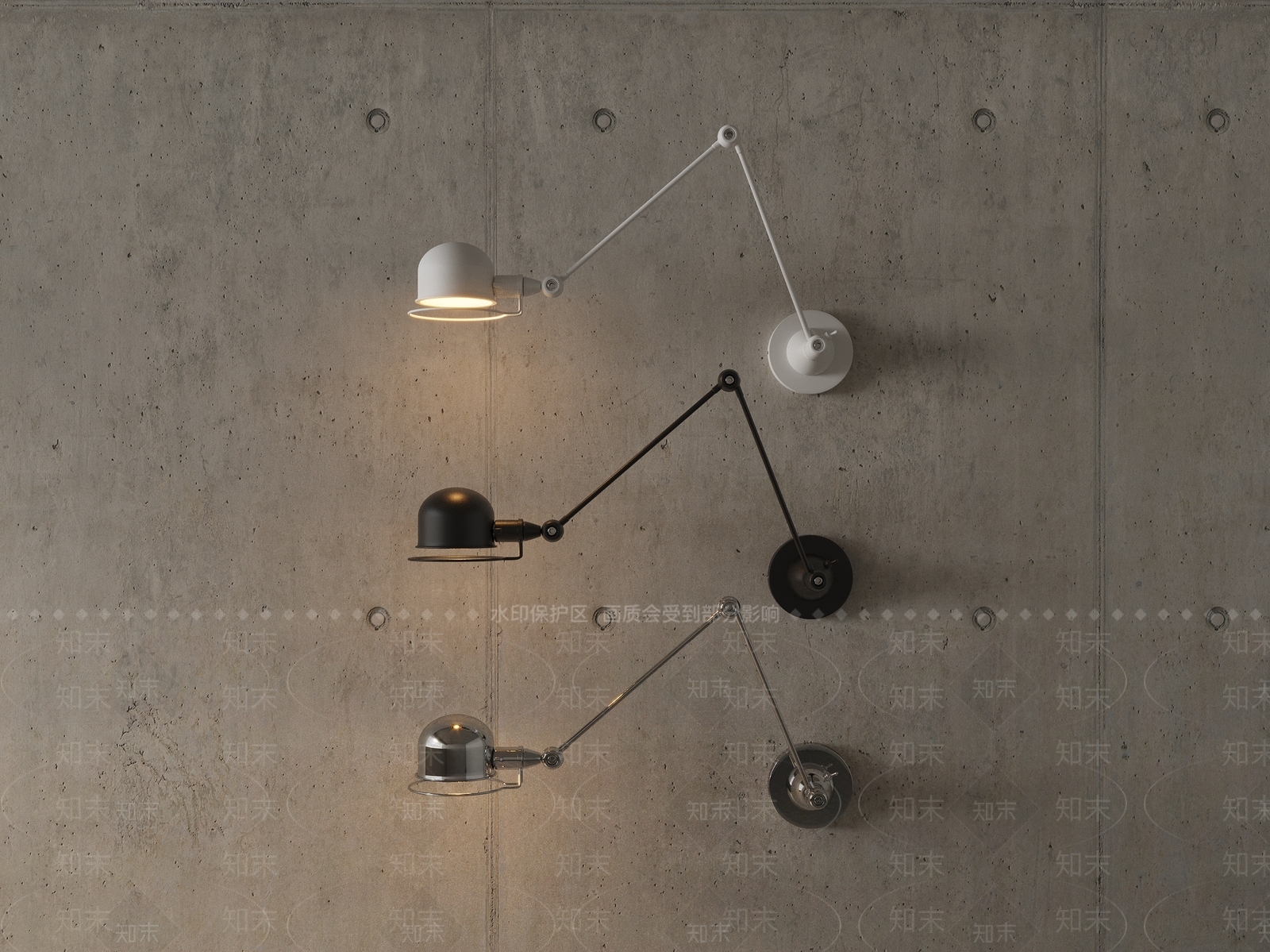 工业美式金属壁灯3D模型下载【ID:1200003946】