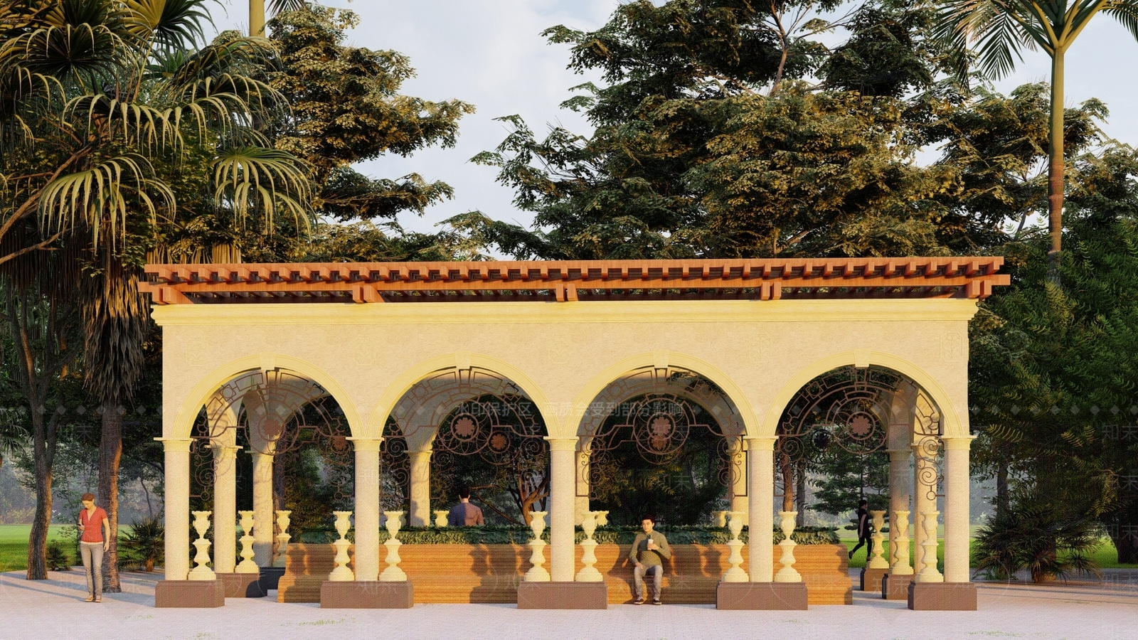 欧式廊架SU模型下载【ID:1200006044】