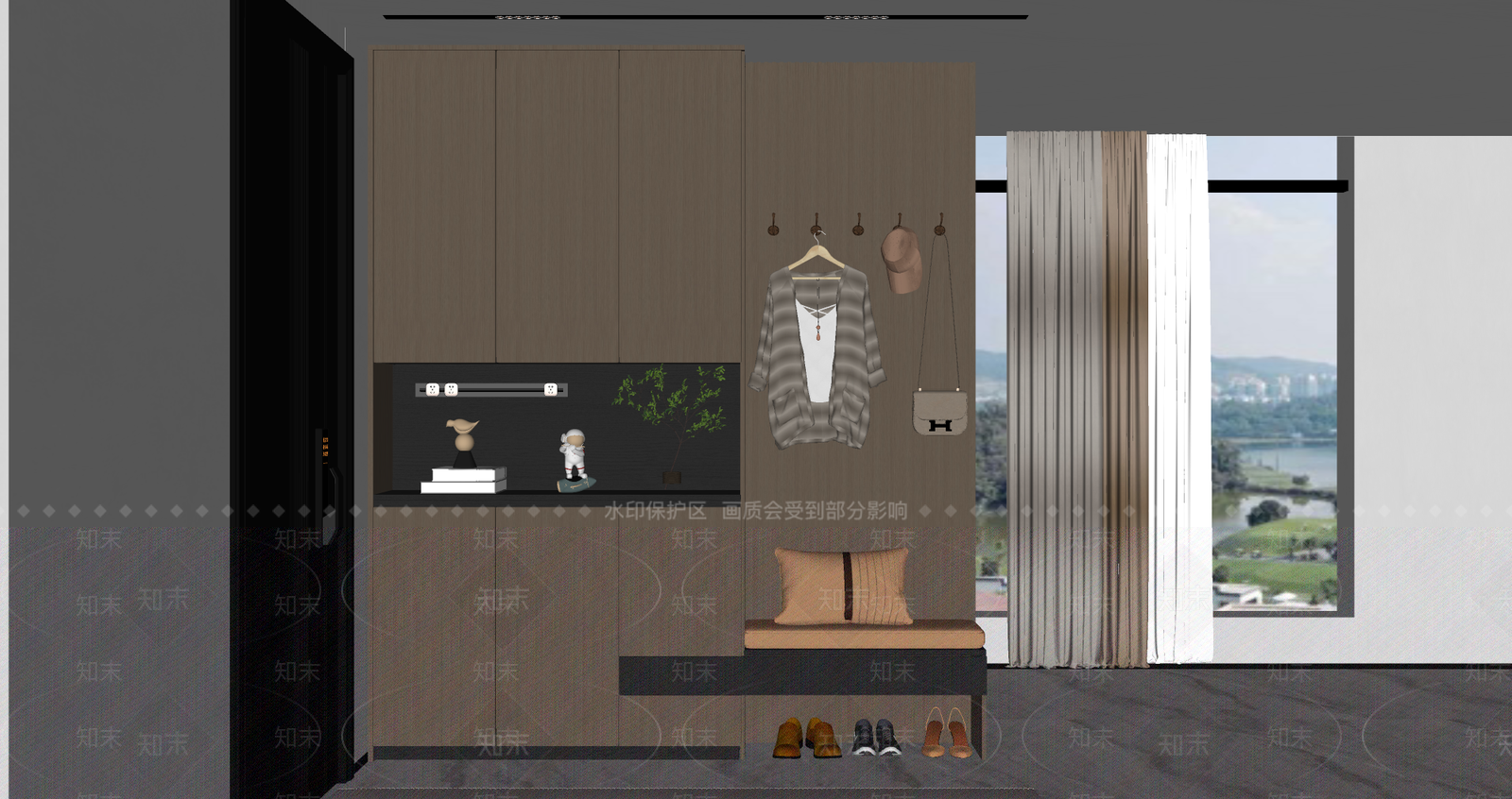 现代简约鞋柜SU模型下载【ID:1200007516】