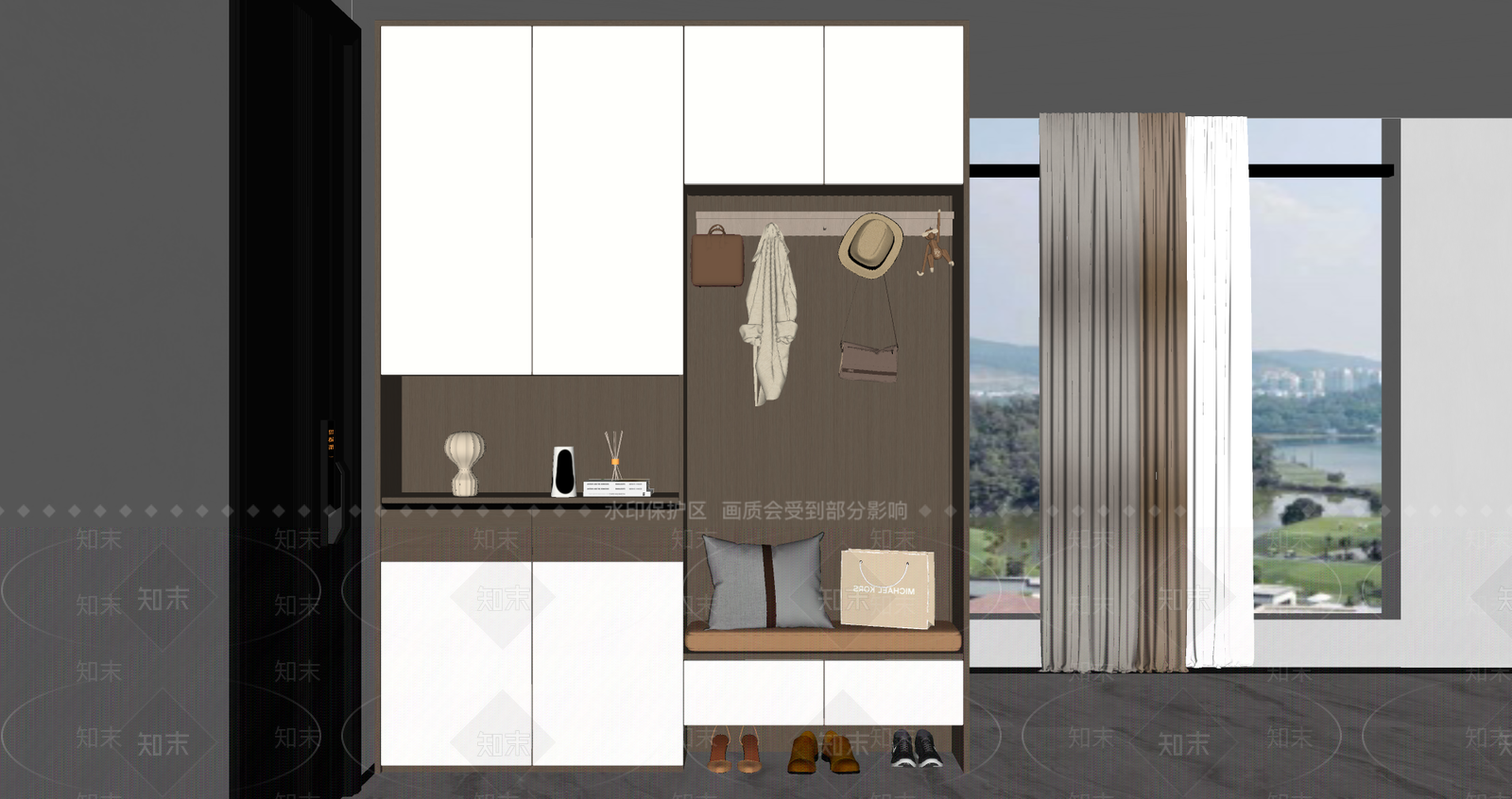 现代简约鞋柜SU模型下载【ID:1200008048】