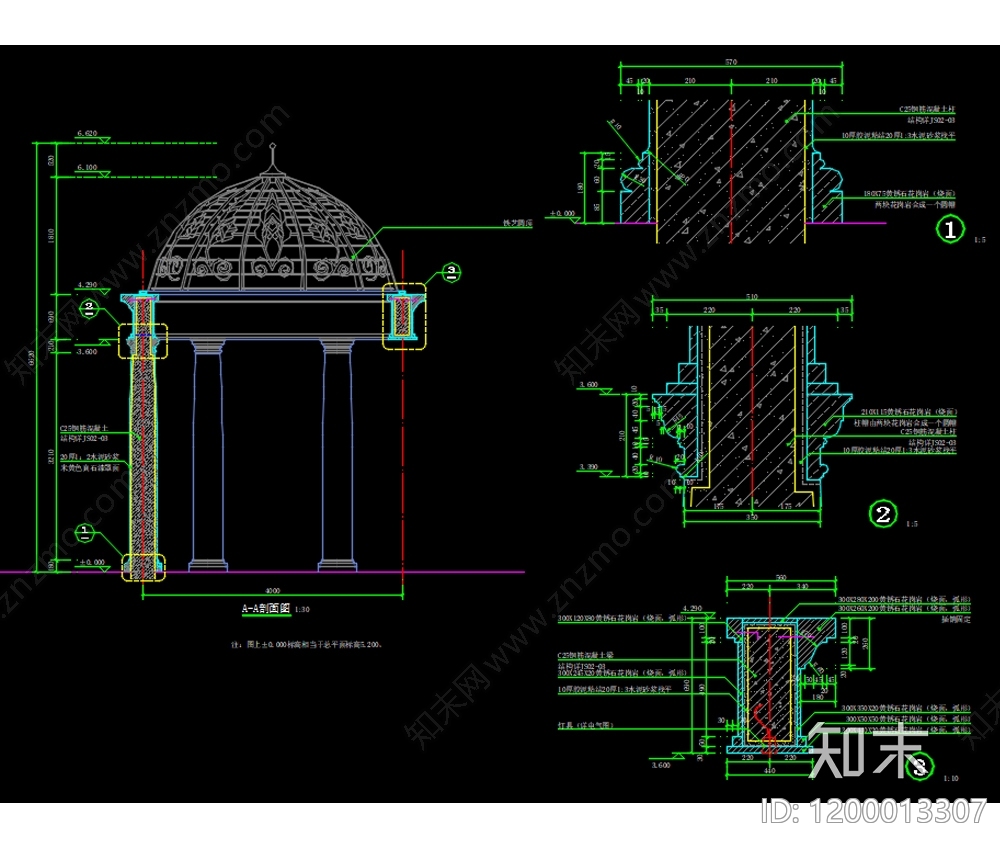 法式欧式亭子图库cad施工图下载【ID:1200013307】