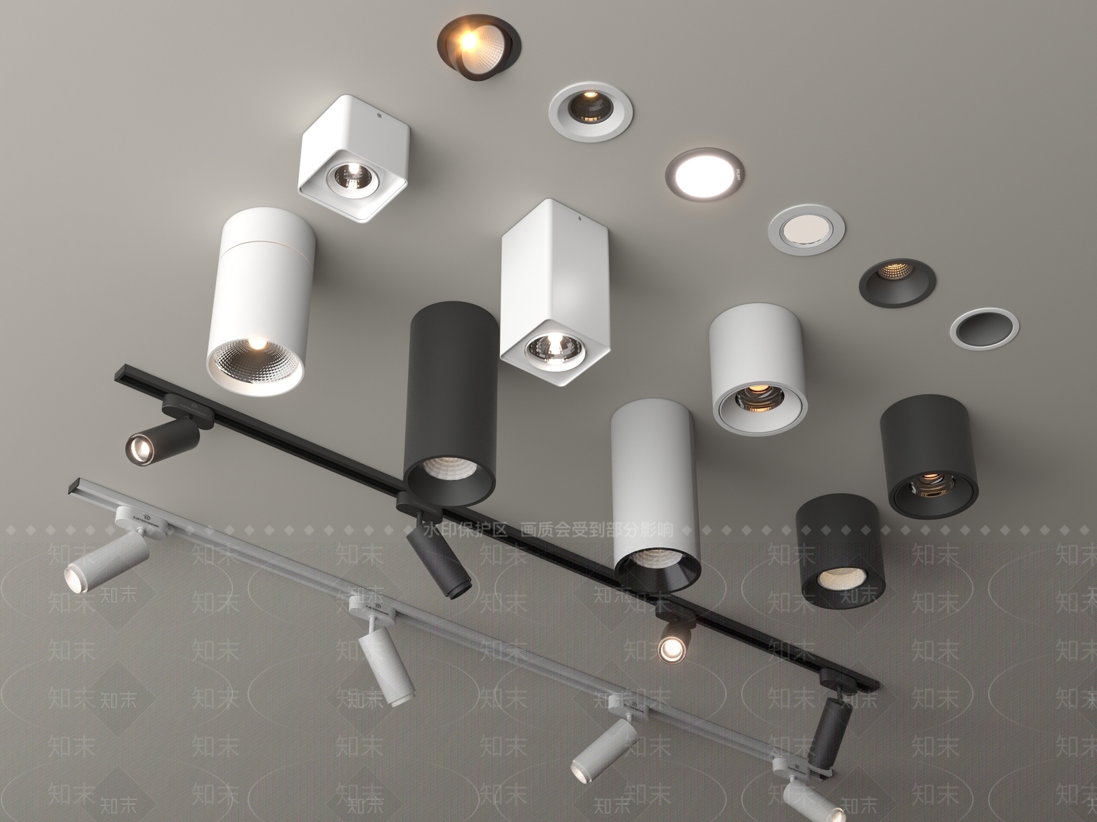 现代筒灯射灯SU模型下载【ID:1200013733】