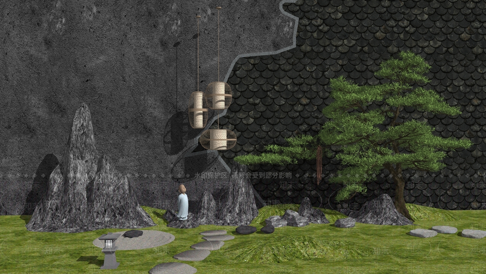 现代新中式其他景观小品SU模型下载【ID:1200016920】