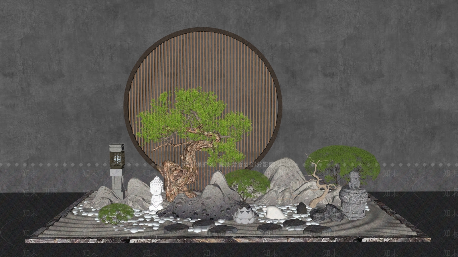 现代新中式其他景观小品SU模型下载【ID:1200017564】