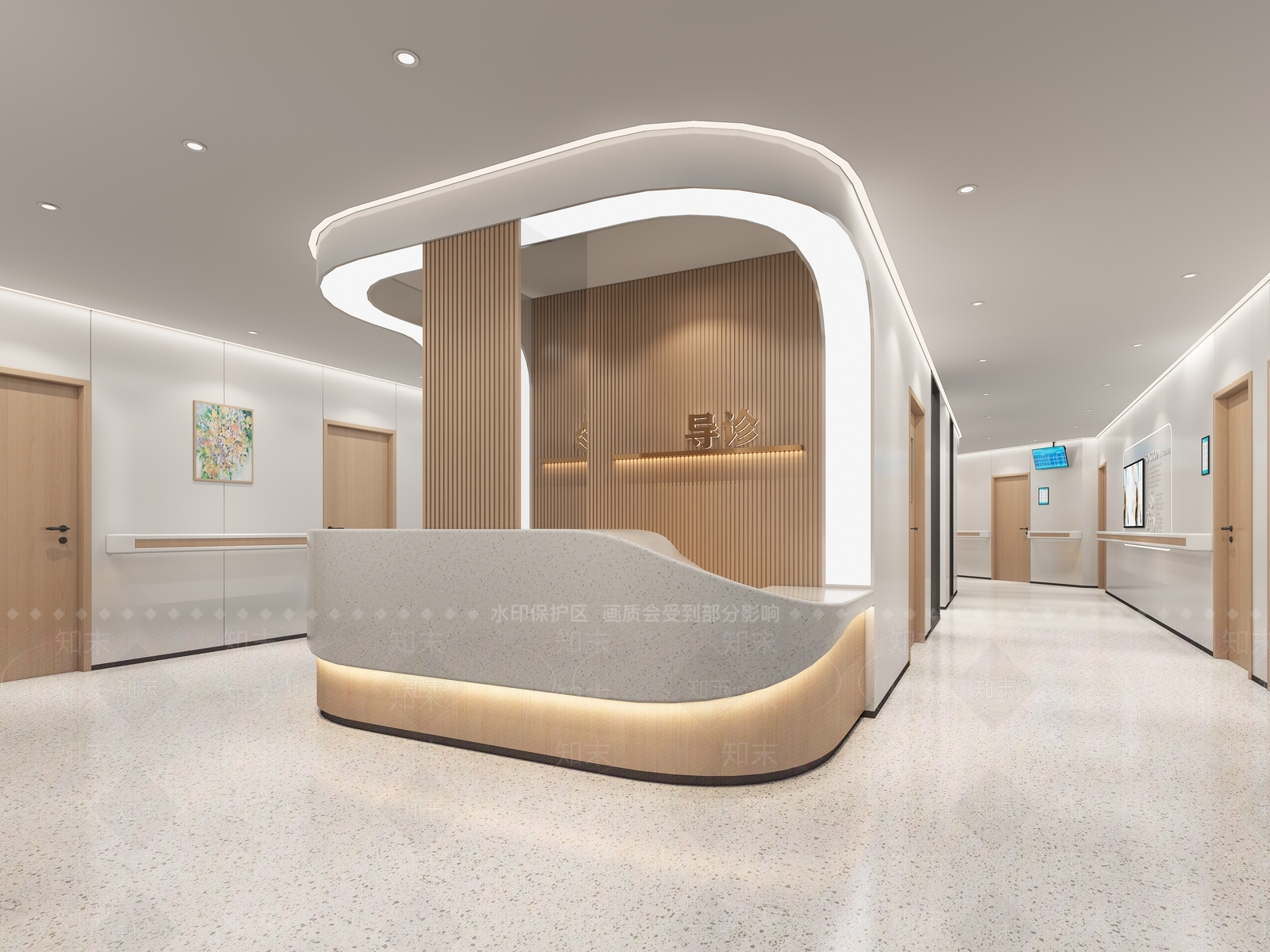 新中式医院3D模型渲染效果图