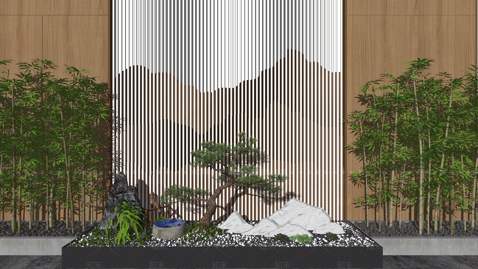现代新中式其他景观小品SU模型下载【ID:1200018052】
