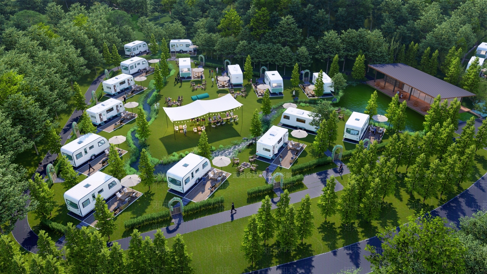 现代房车营地SU模型下载【ID:1200023127】