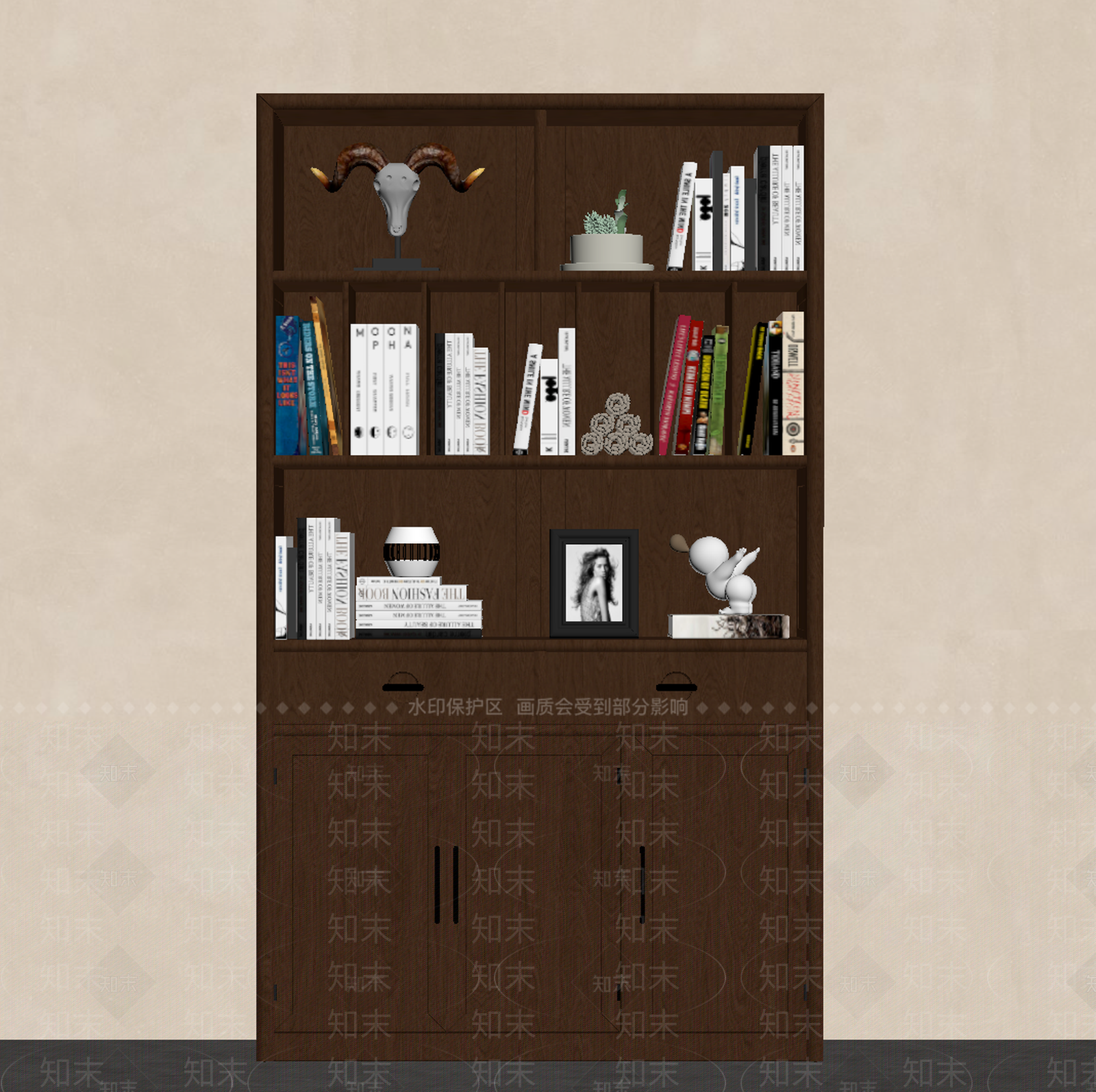 新中式书柜SU模型下载【ID:1200022795】