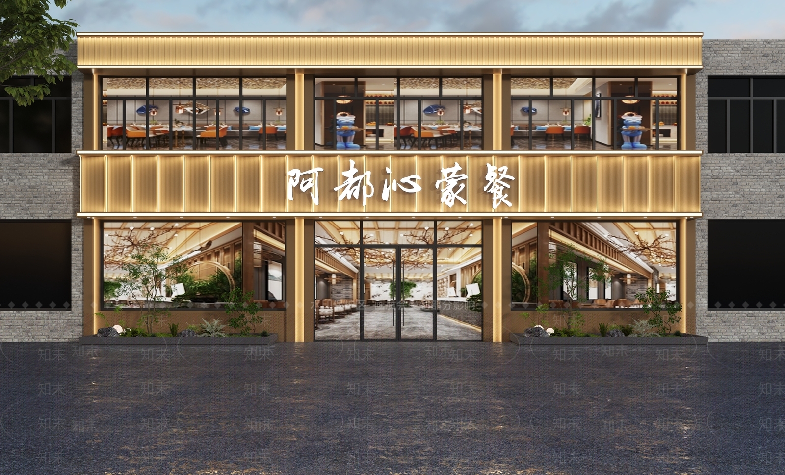 现代轻奢门头SU模型下载【ID:1200022819】