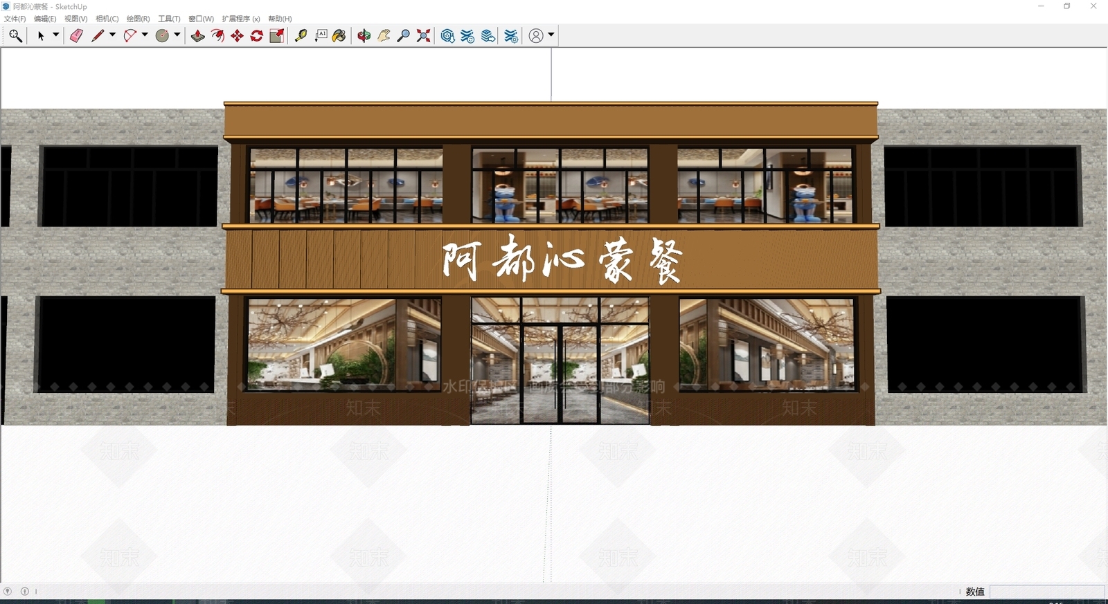 现代轻奢门头SU模型下载【ID:1200022819】