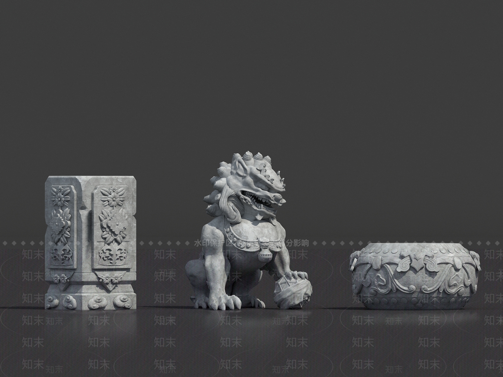 中式石头3D模型下载【ID:1200027132】