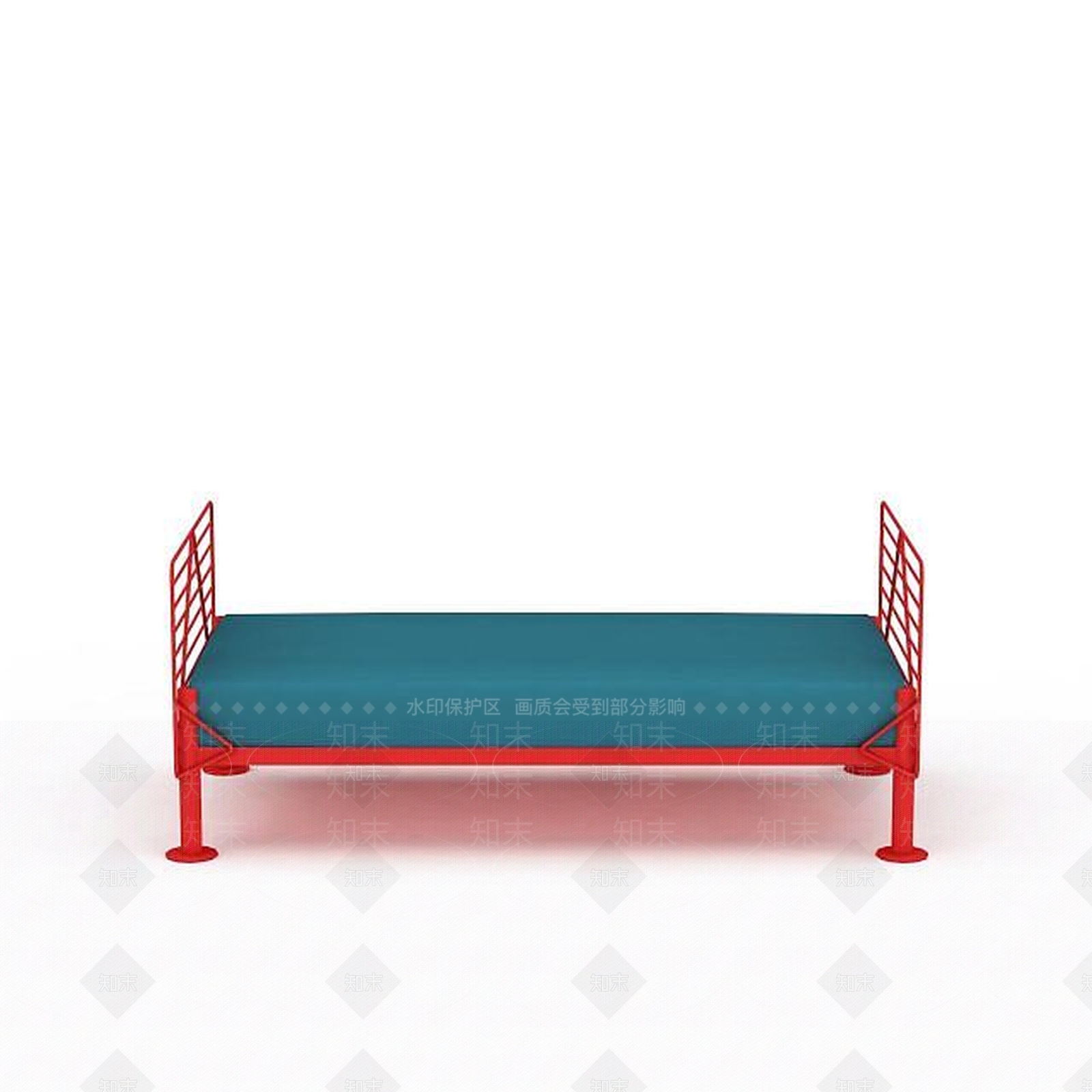 现代红色铁艺单人床3D模型下载【ID:1200034730】