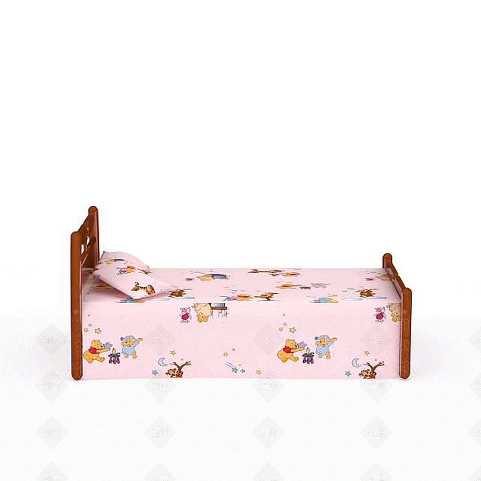 现代实木单人小床3D模型下载【ID:1200034786】