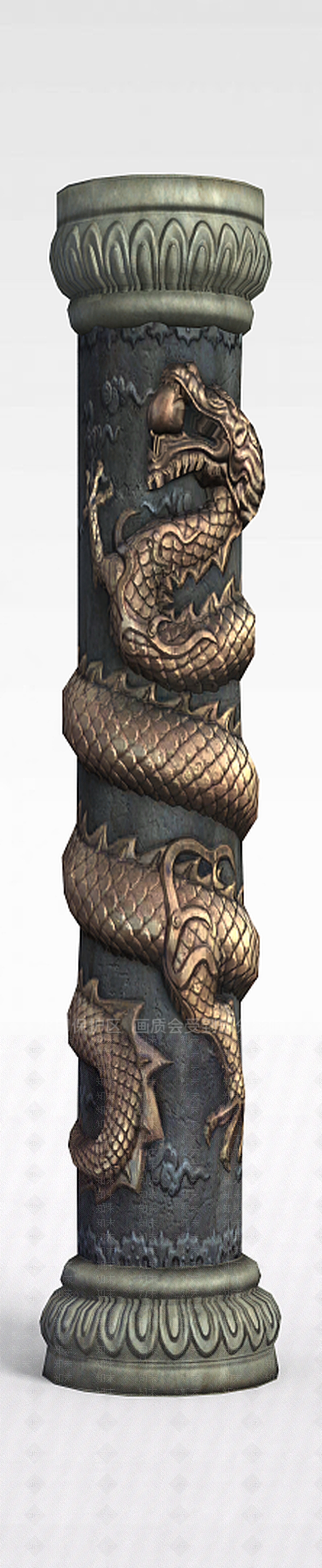 现代剑灵场景道具雕龙柱3D模型下载【ID:1200035489】