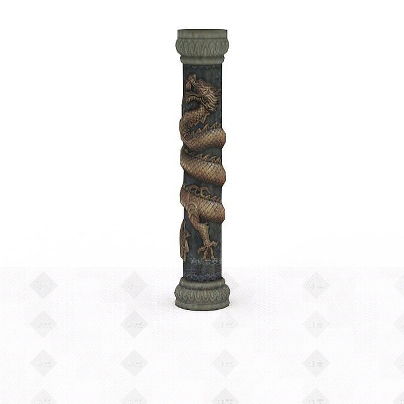 现代剑灵场景道具雕龙柱3D模型下载【ID:1200035489】