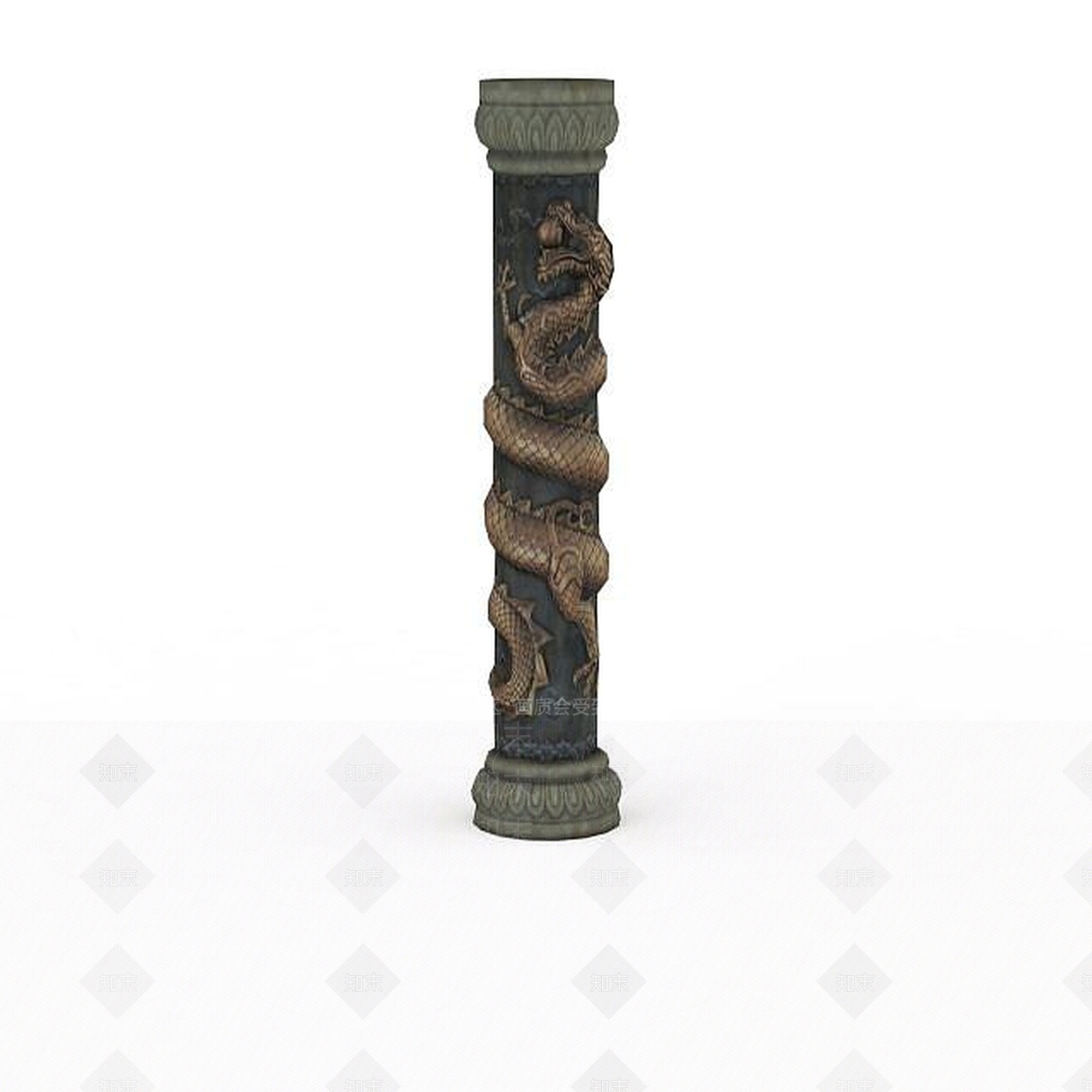 现代剑灵场景道具雕龙柱3D模型下载【ID:1200035489】