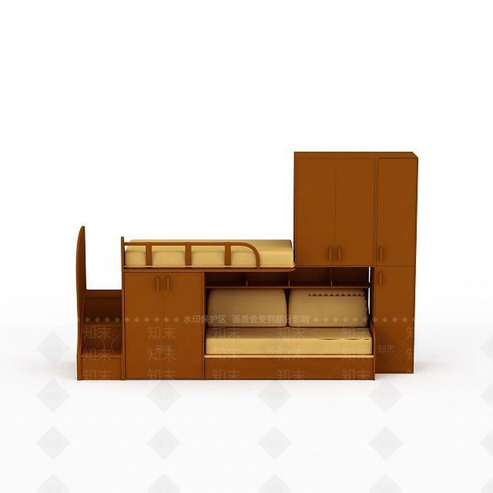 现代精品实木儿童上下床3D模型下载【ID:1200036176】