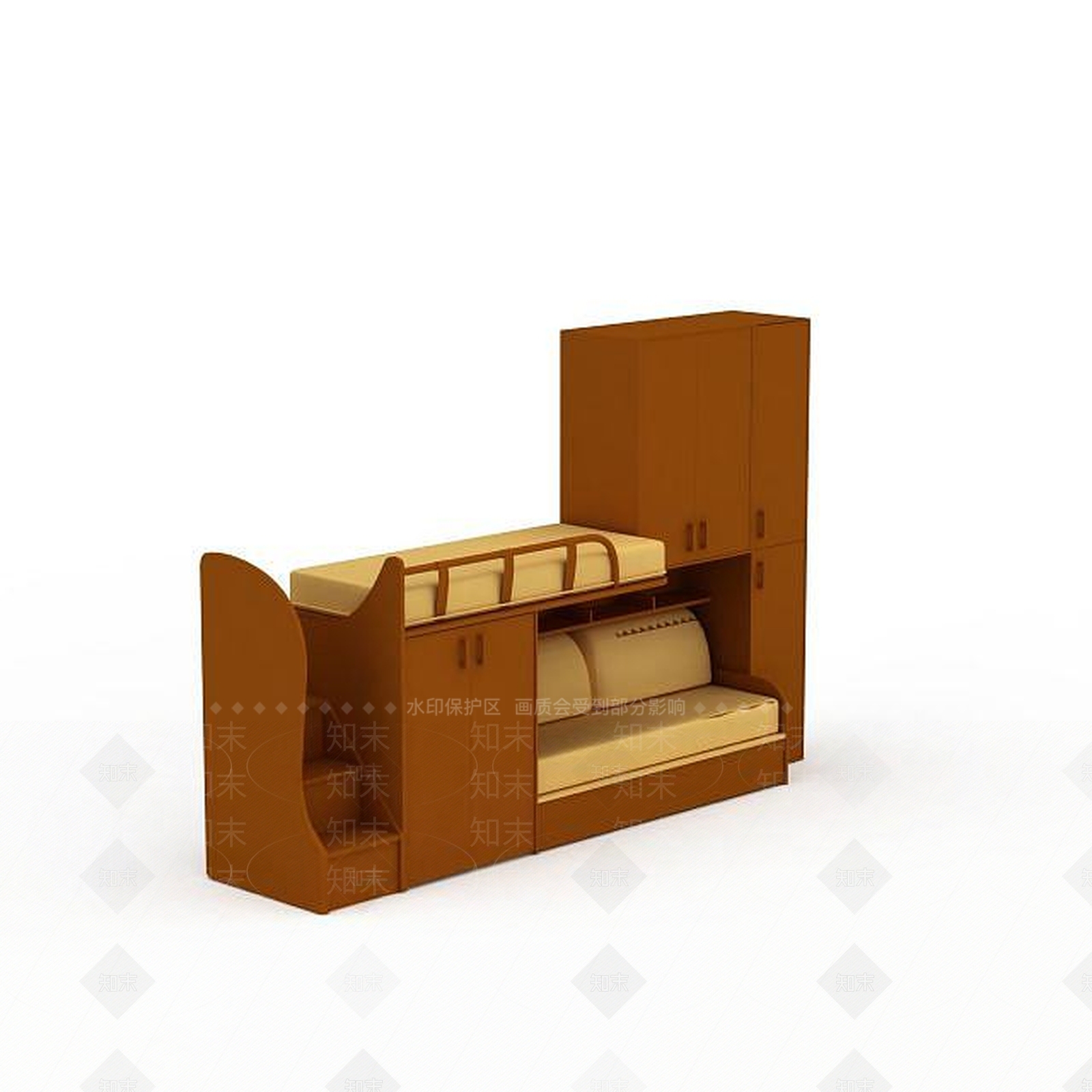 现代精品实木儿童上下床3D模型下载【ID:1200036176】