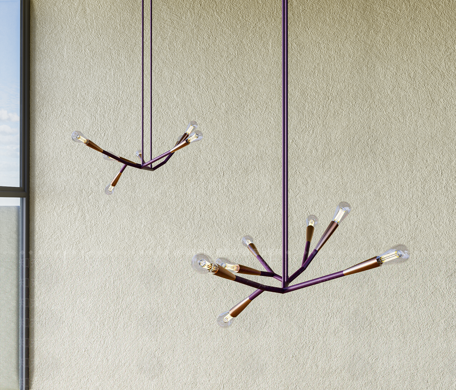 现代轻奢楼梯吊灯3D模型下载【ID:1200036580】