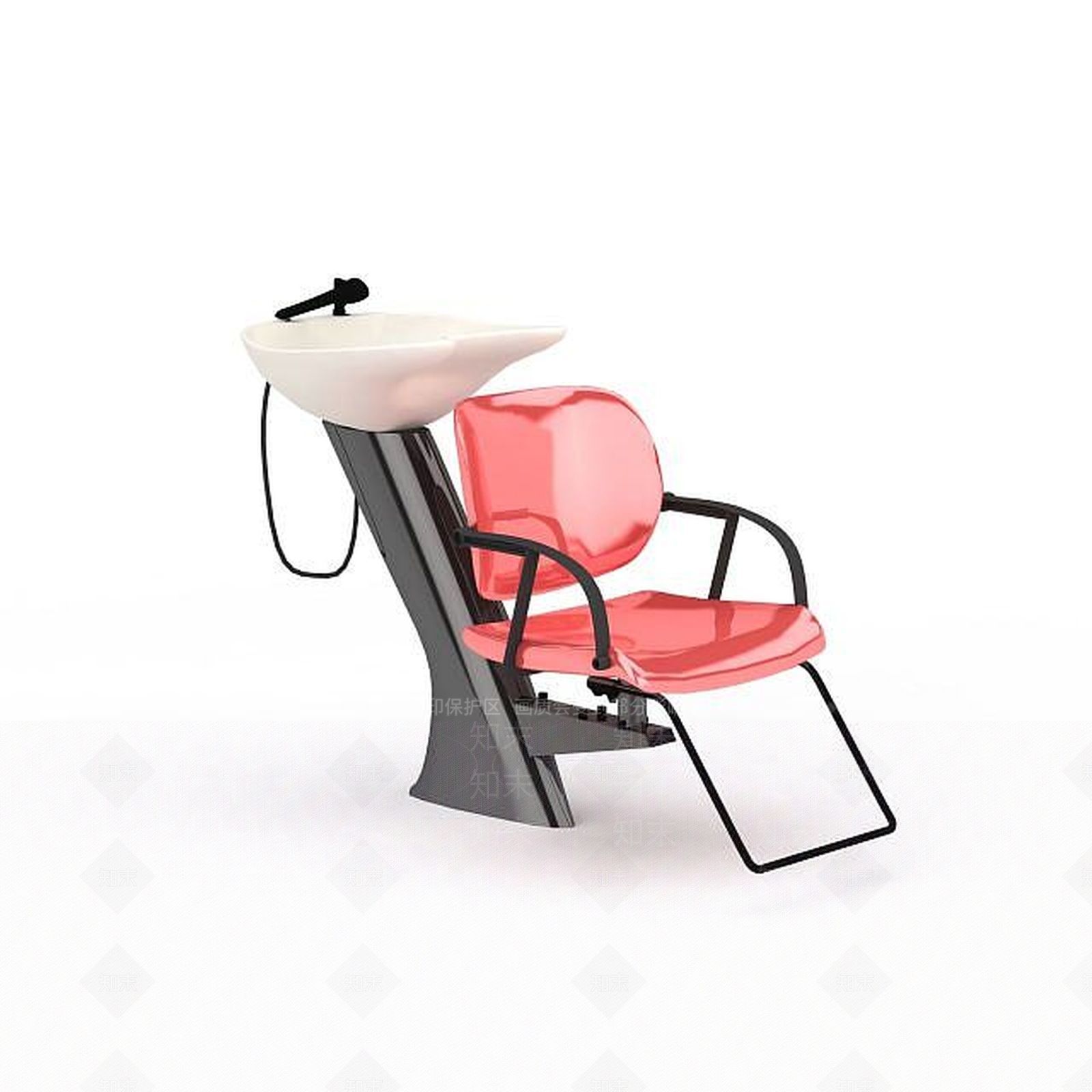现代红色洗发按摩椅3D模型下载【ID:1200036294】