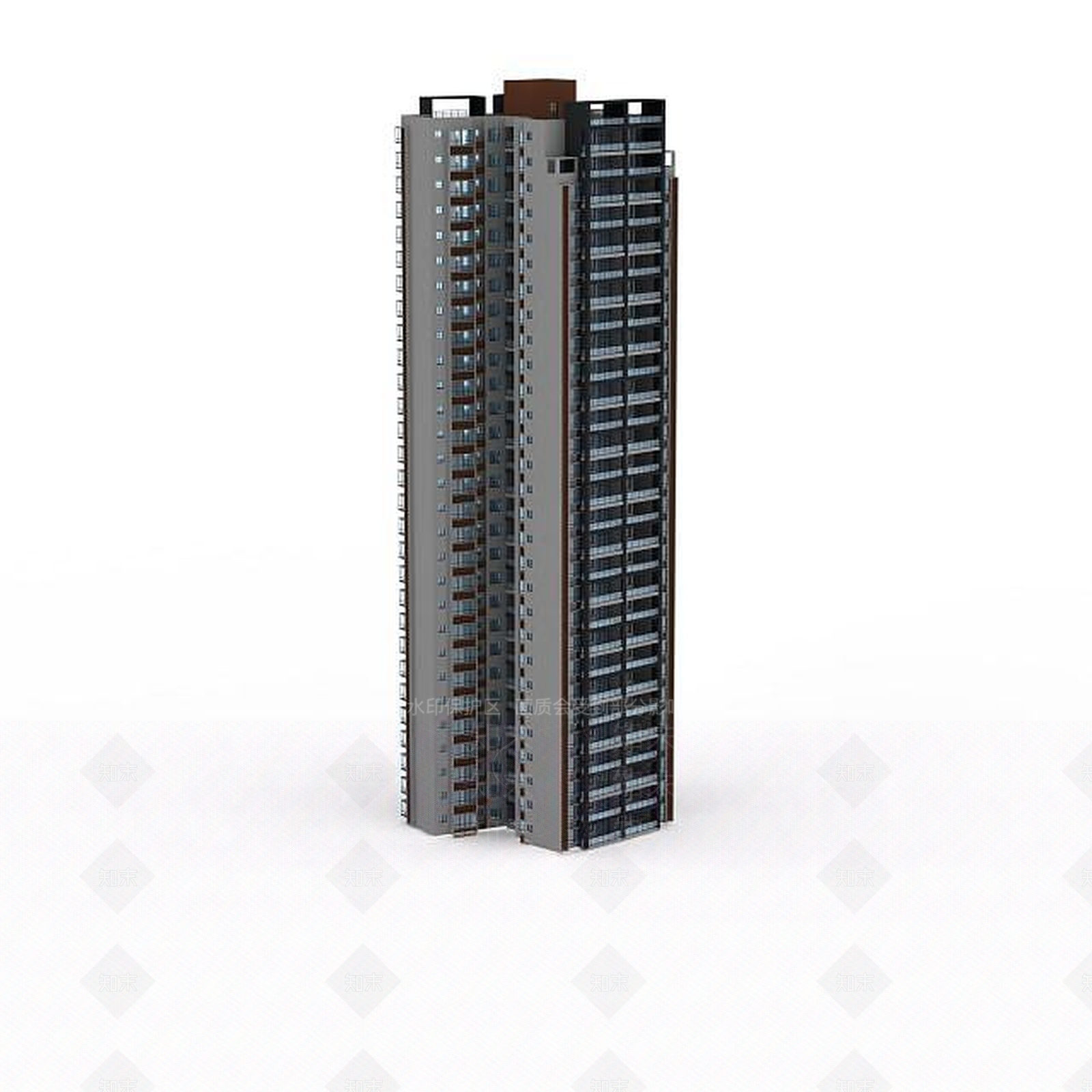 现代高层住宅3D模型下载【ID:1200037409】