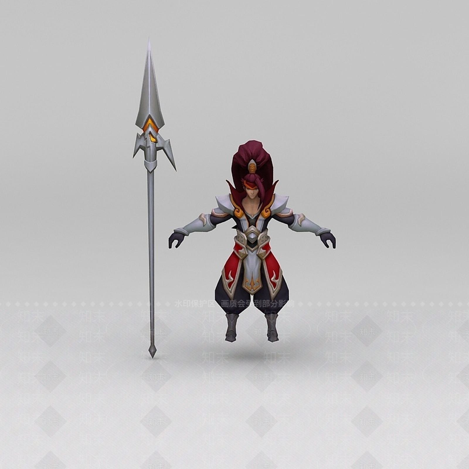 现代王者荣耀游戏人物战士3D模型下载【ID:1200037989】