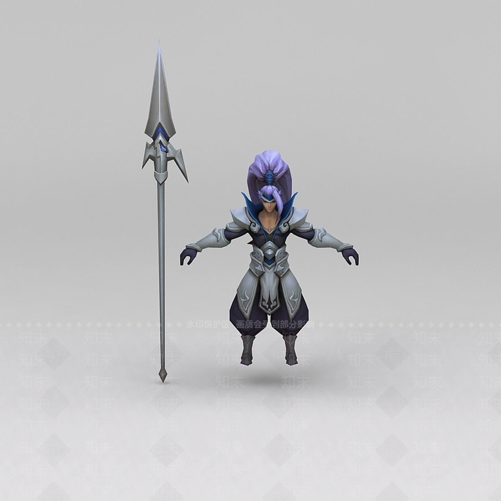 现代王者荣耀游戏人物战士3D模型下载【ID:1200038091】