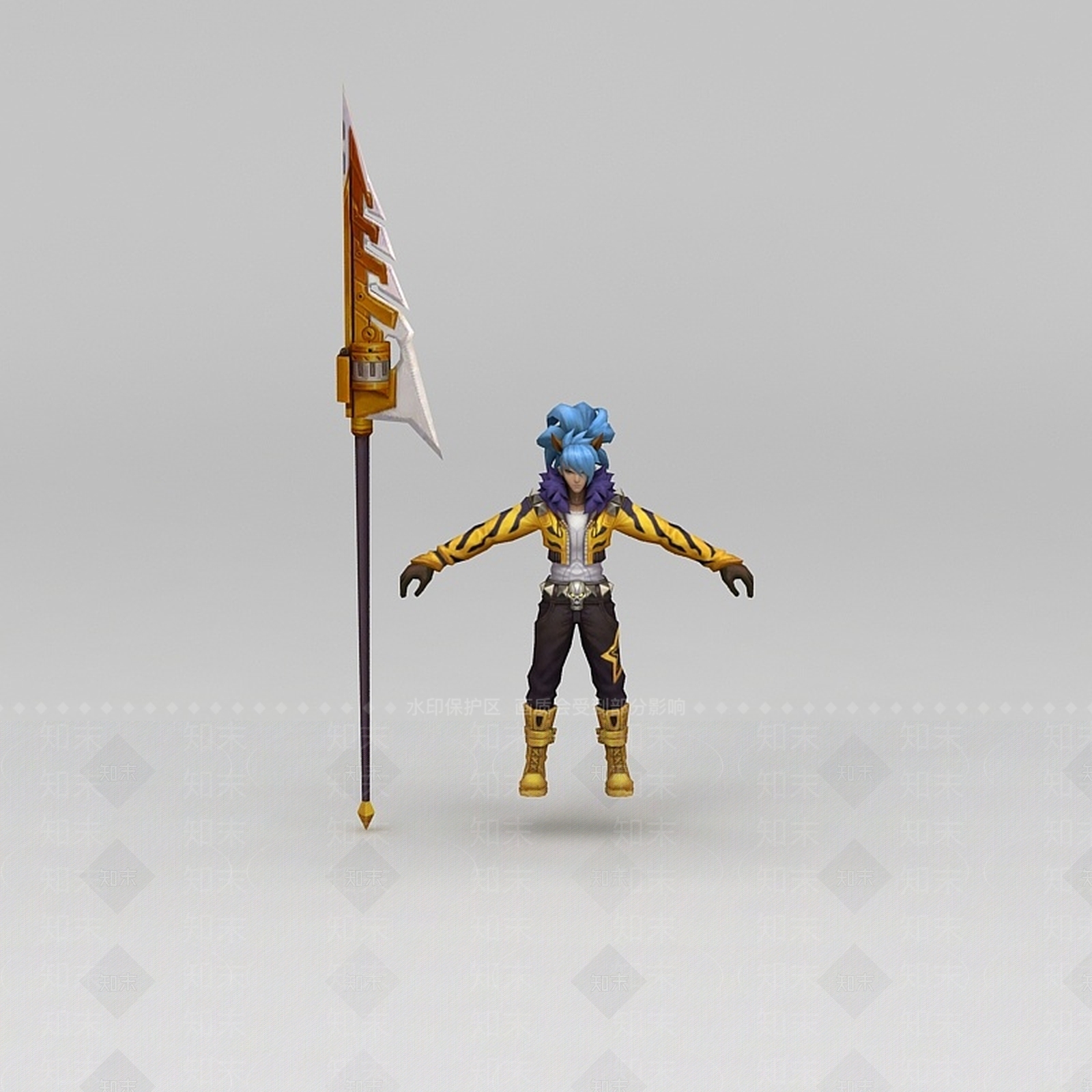 现代王者荣耀游戏人物战士3D模型下载【ID:1200038009】