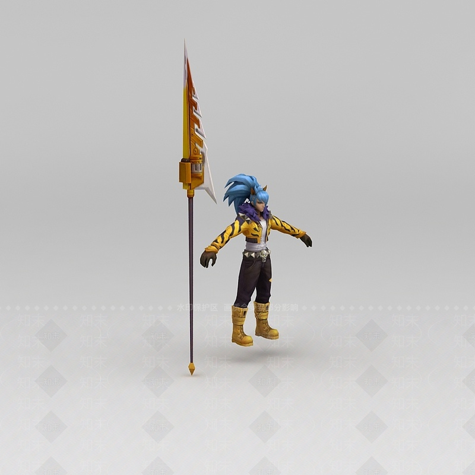 现代王者荣耀游戏人物战士3D模型下载【ID:1200038009】