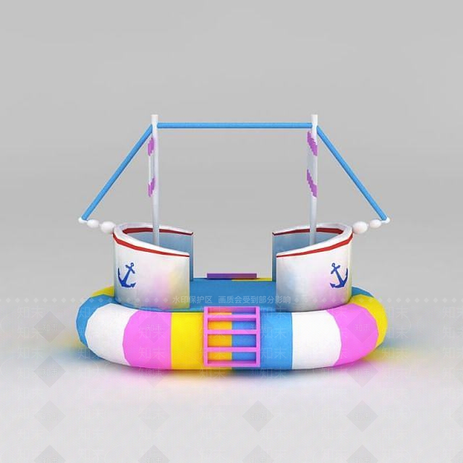 现代儿童充气海盗船3D模型下载【ID:1200038662】