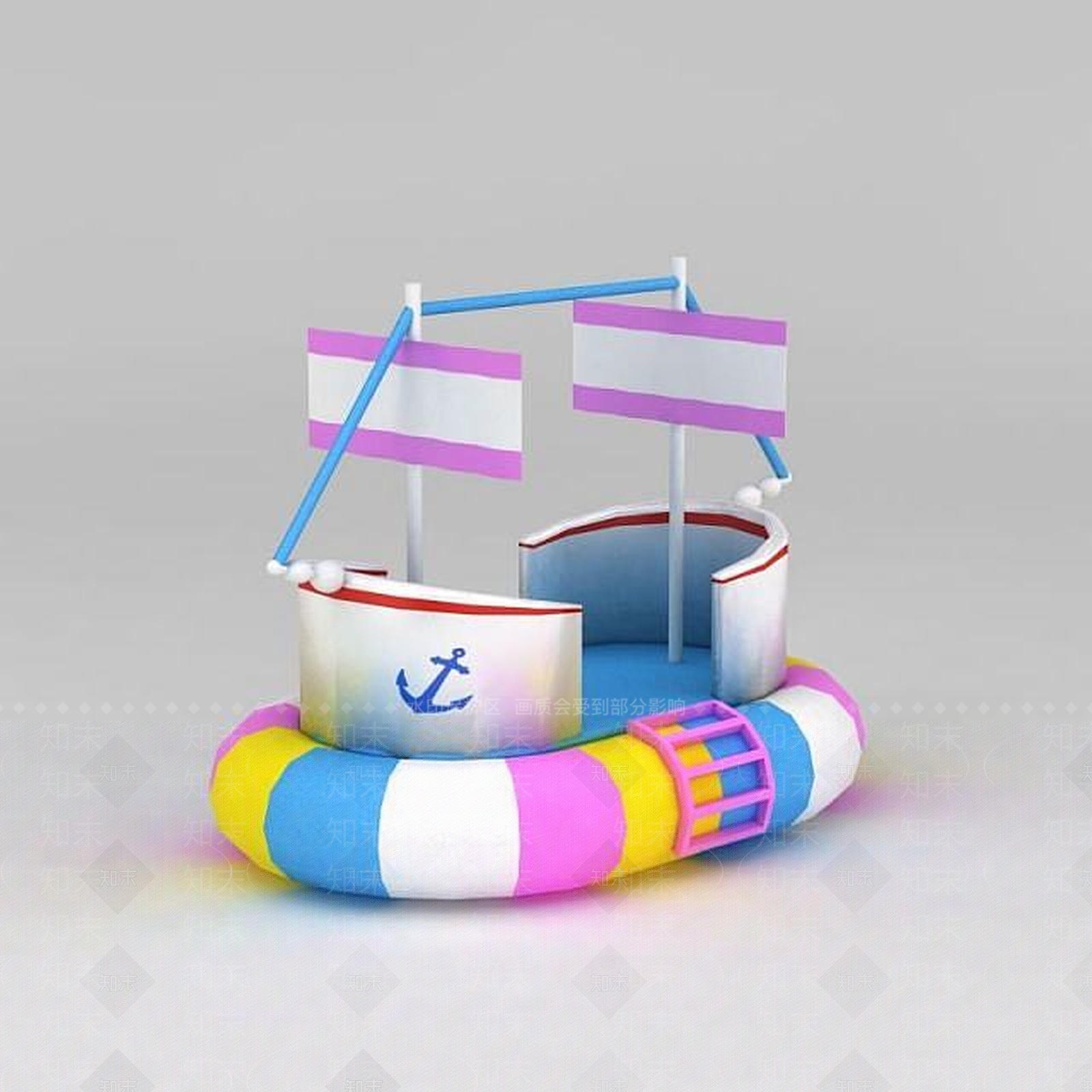 现代儿童充气海盗船3D模型下载【ID:1200038662】