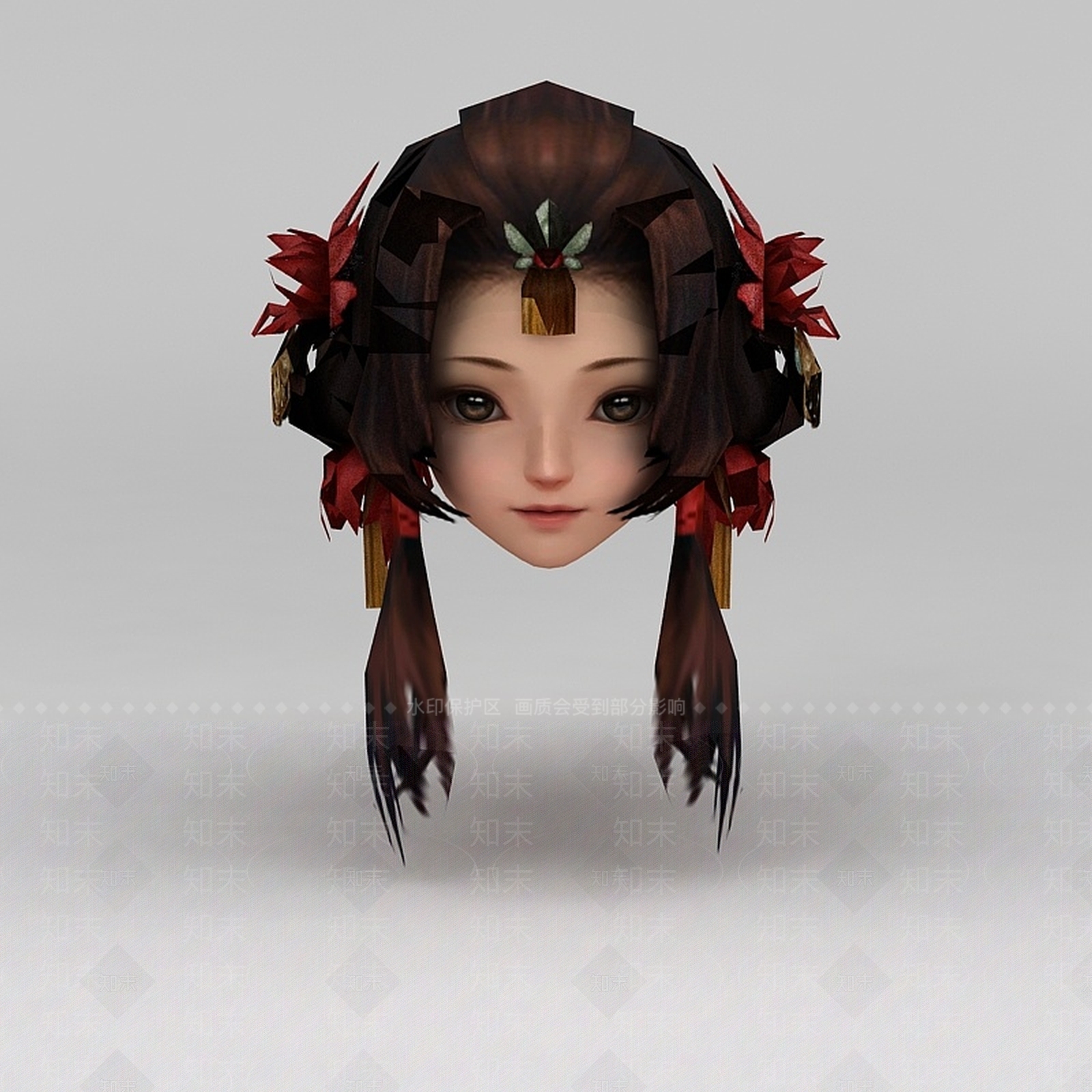 现代剑网三游戏角色女发型3D模型下载【ID:1200039060】