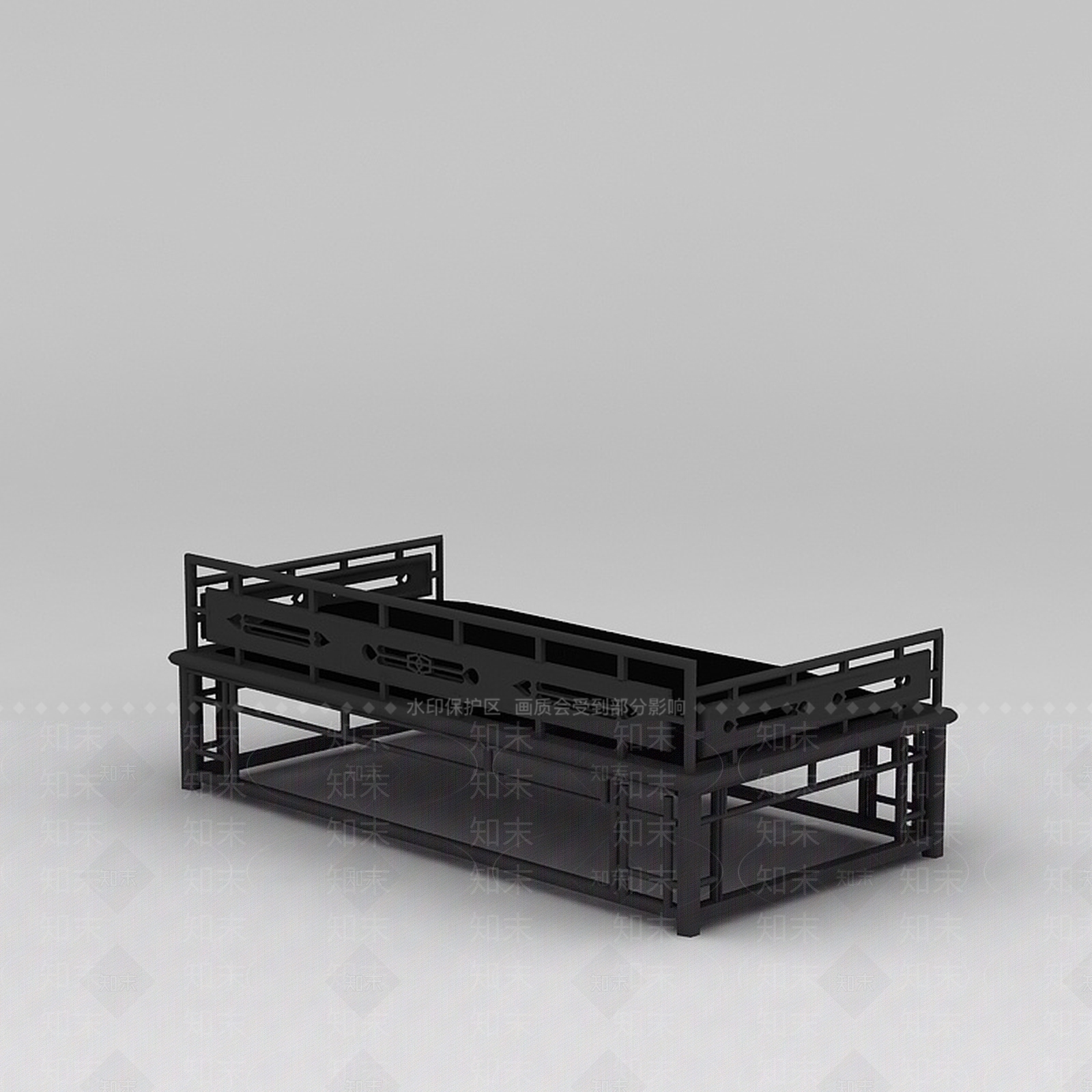 现代中国古典床榻3D模型下载【ID:1200039548】