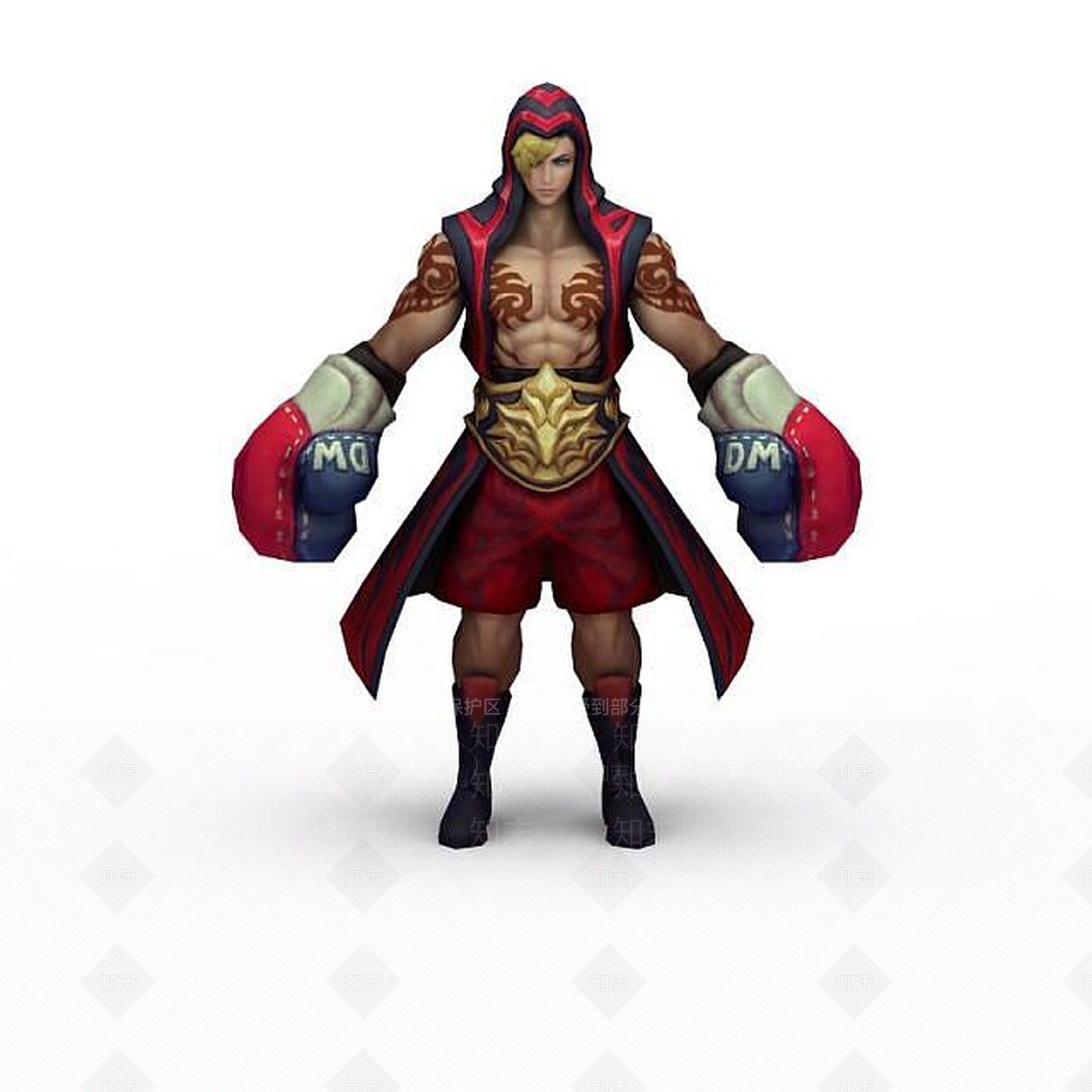 现代王者荣耀游戏人物男人决斗士3D模型下载【ID:1200040043】