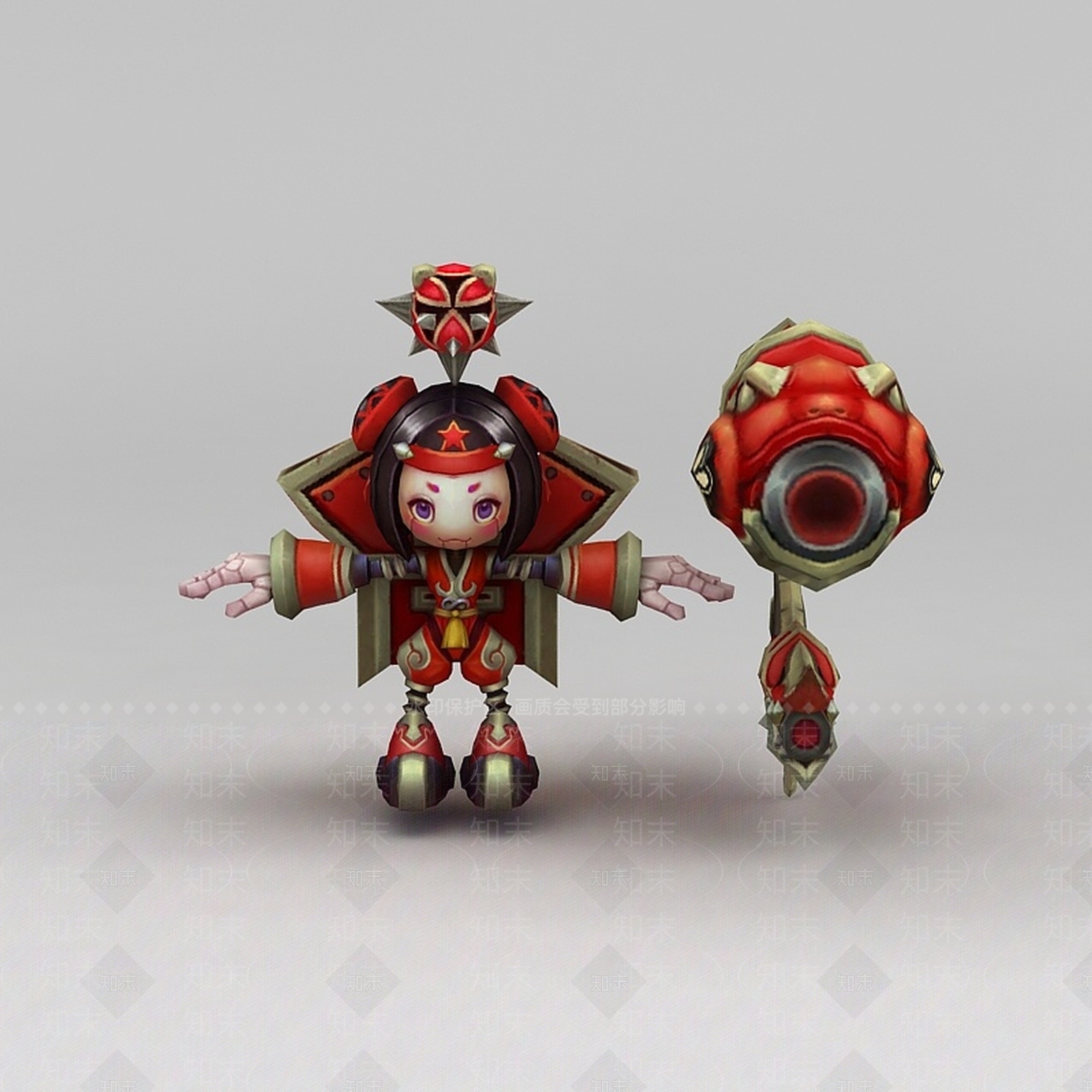 现代王者荣耀游戏人物小女孩3D模型下载【ID:1200040079】