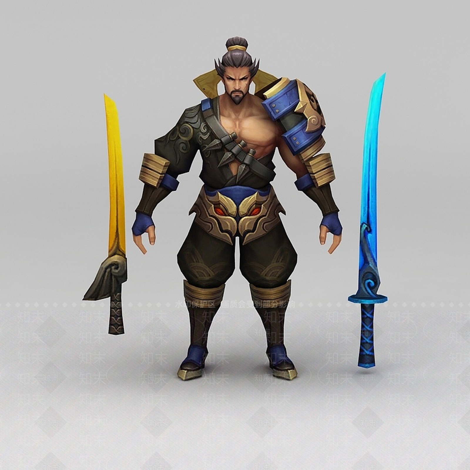 现代王者荣耀游戏人物战士猛士3D模型下载【ID:1200040198】