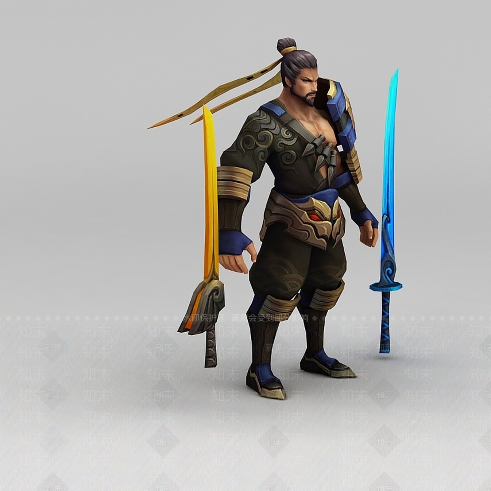 现代王者荣耀游戏人物战士猛士3D模型下载【ID:1200040198】