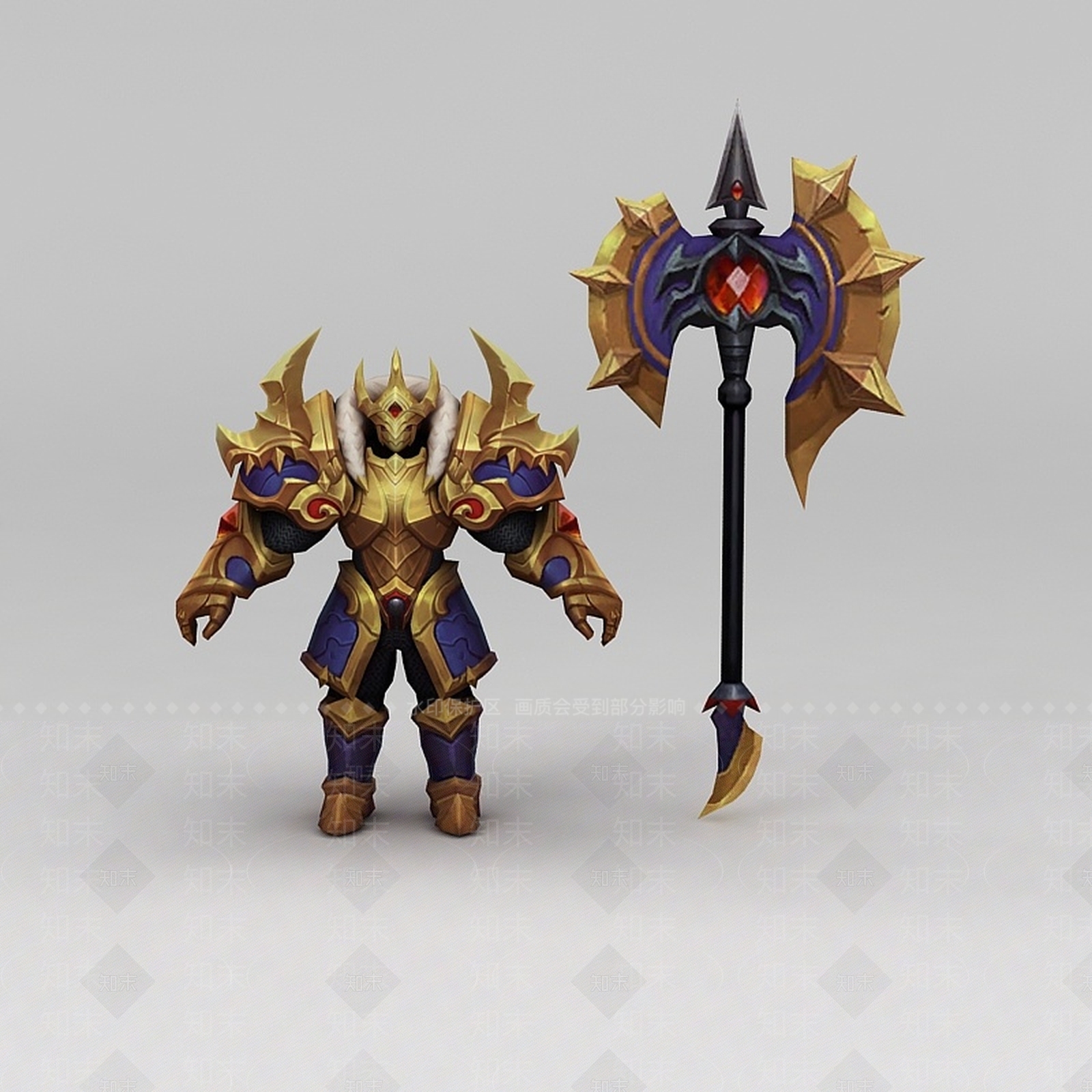 现代王者荣耀游戏人物动漫角色铠甲战士3D模型下载【ID:1200040274】