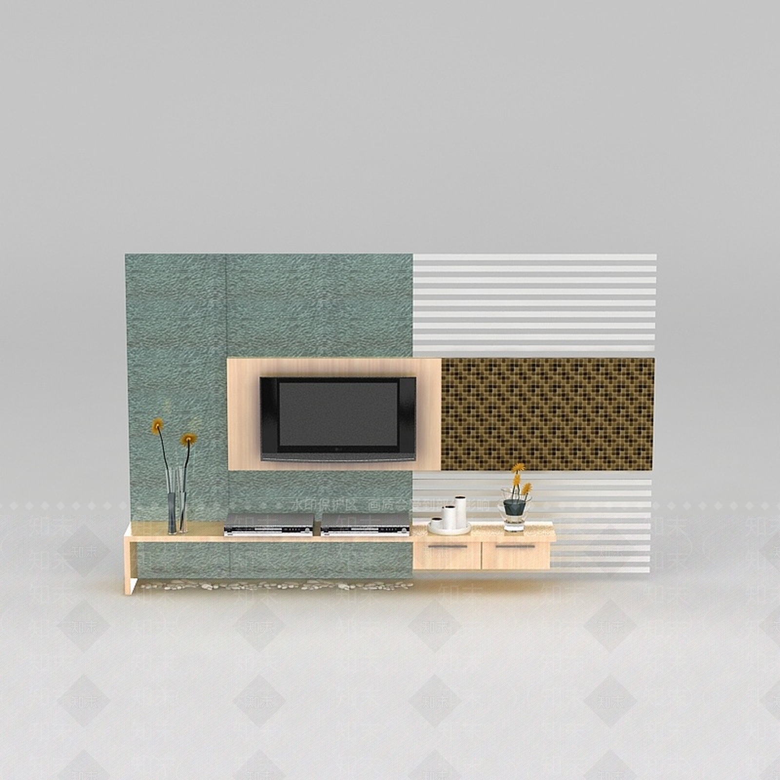 现代家装客厅电视墙3D模型下载【ID:1200040326】