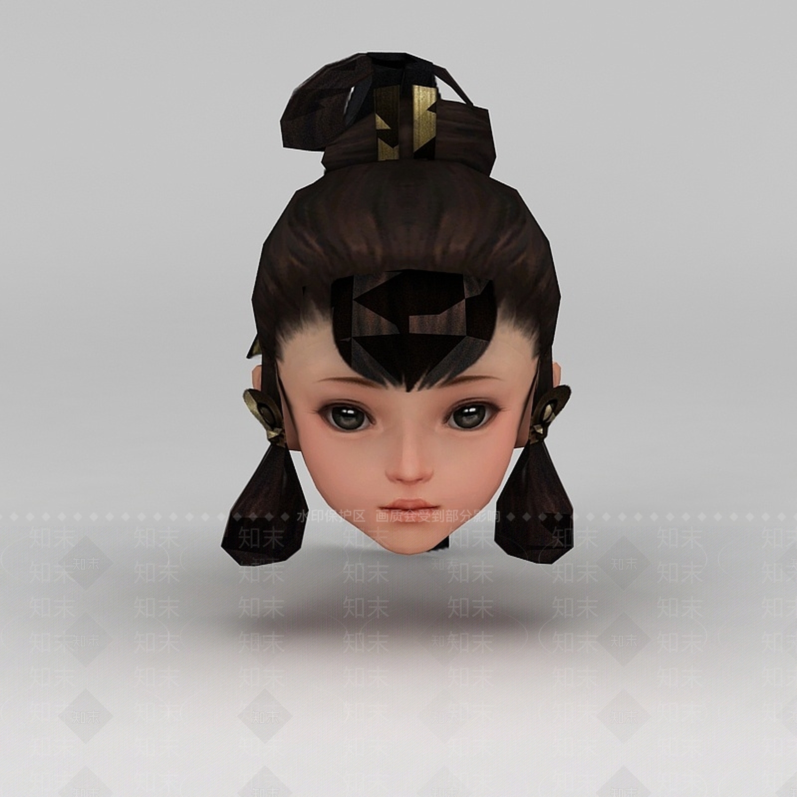 现代剑网三游戏人物古装发型3D模型下载【ID:1200041204】