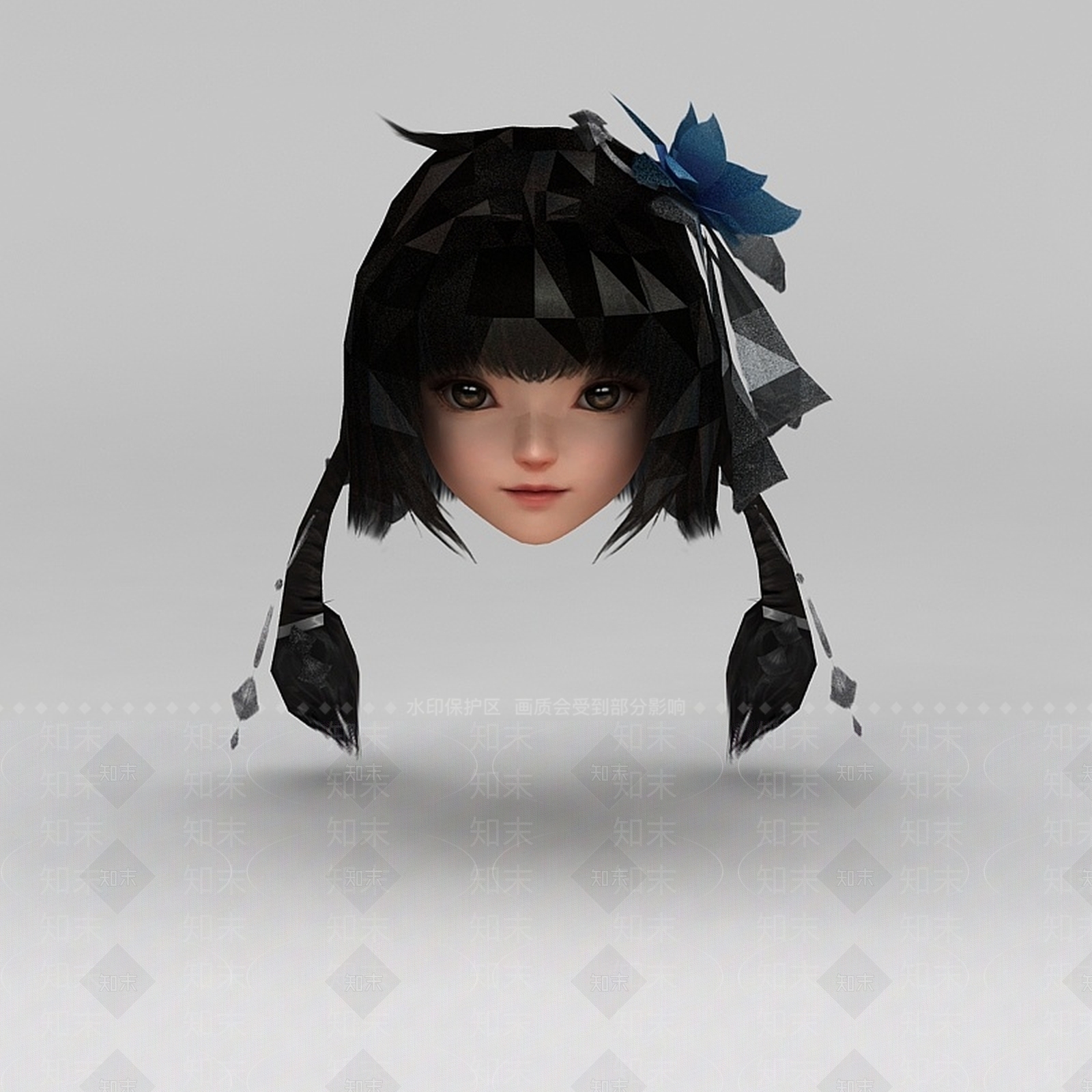 现代剑网三女子发型配饰3D模型下载【ID:1200041650】
