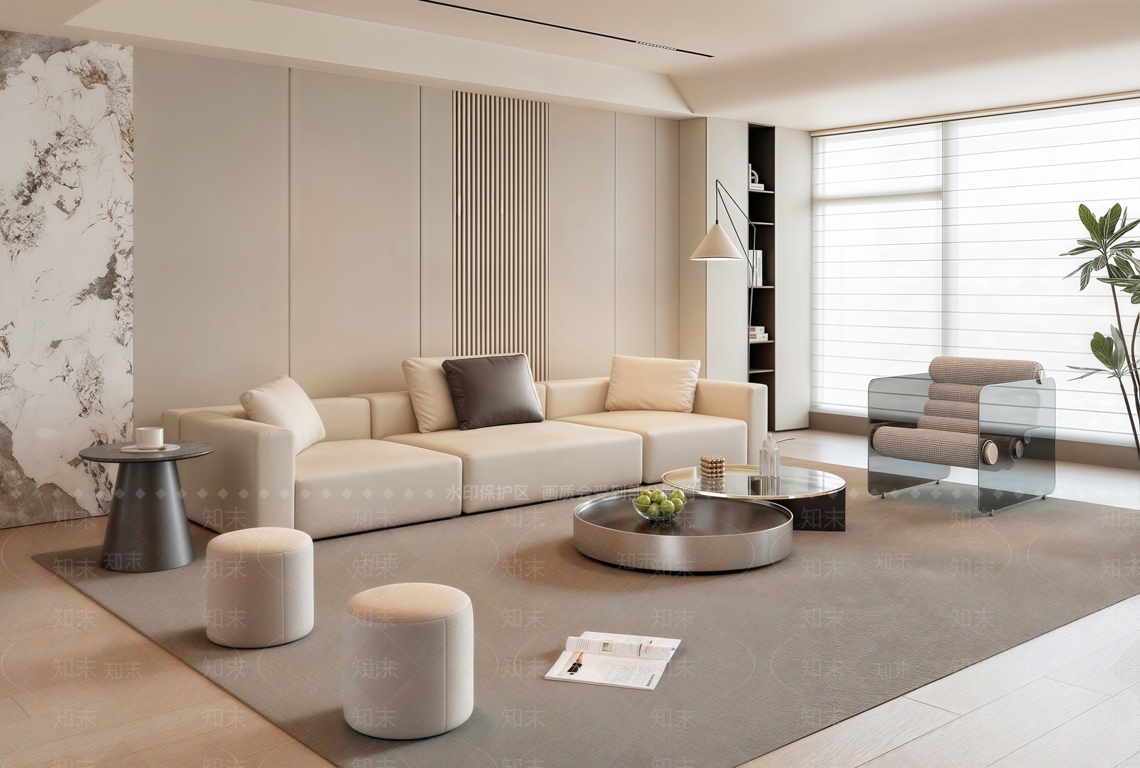 现代简约家居客厅3D模型下载【ID:1200041884】